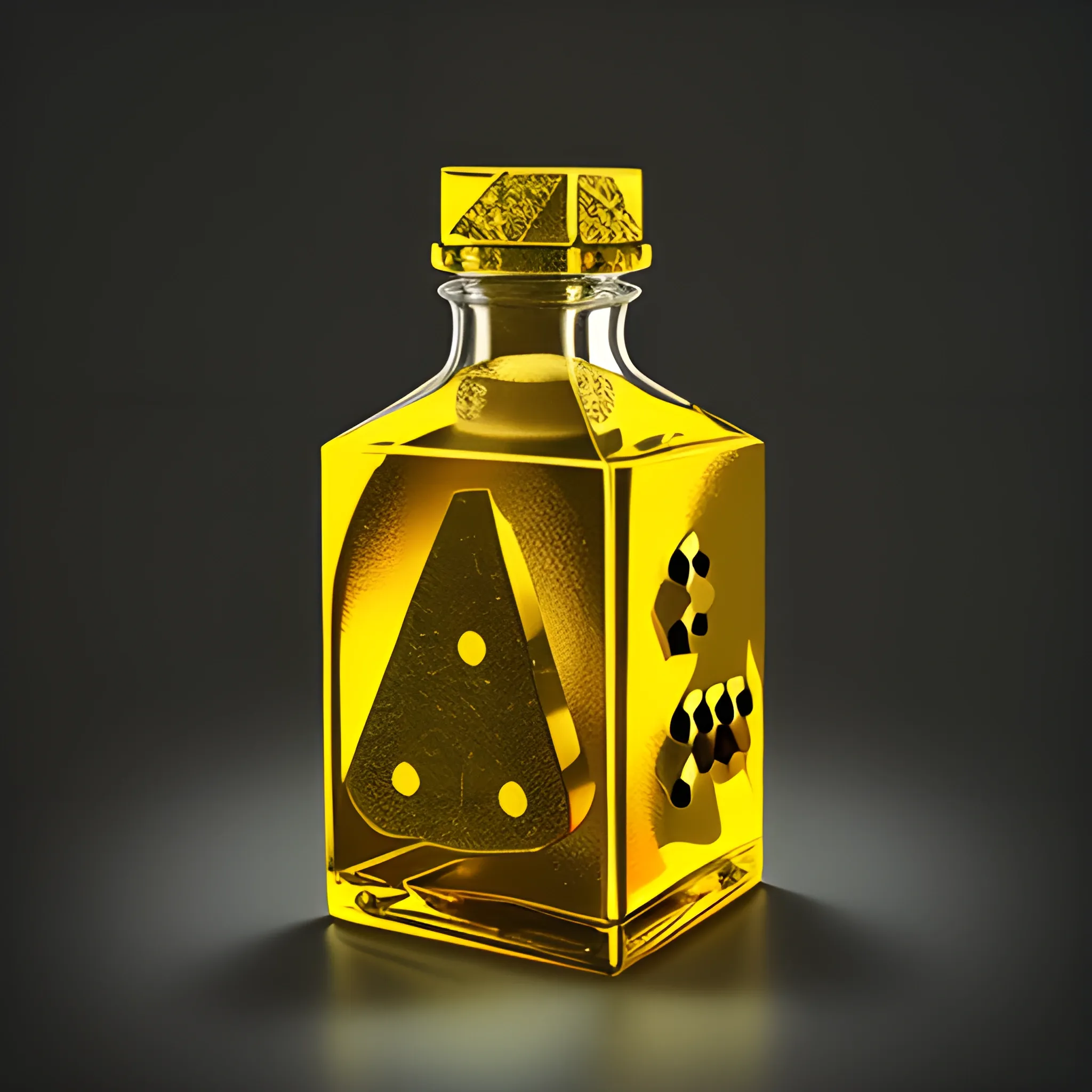  a Golden dice  in a big bottle 