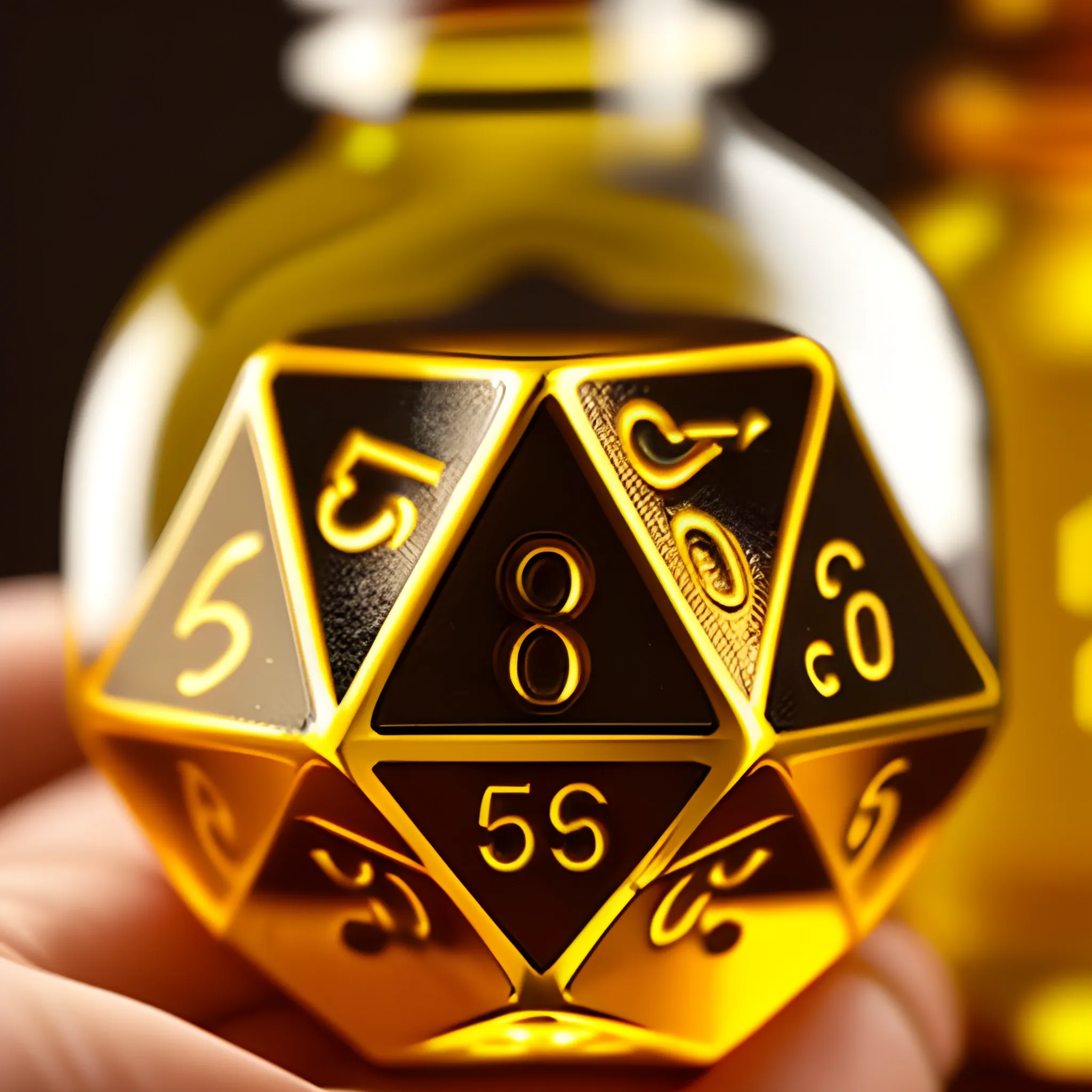 dnd golden dice d6 in a bottle