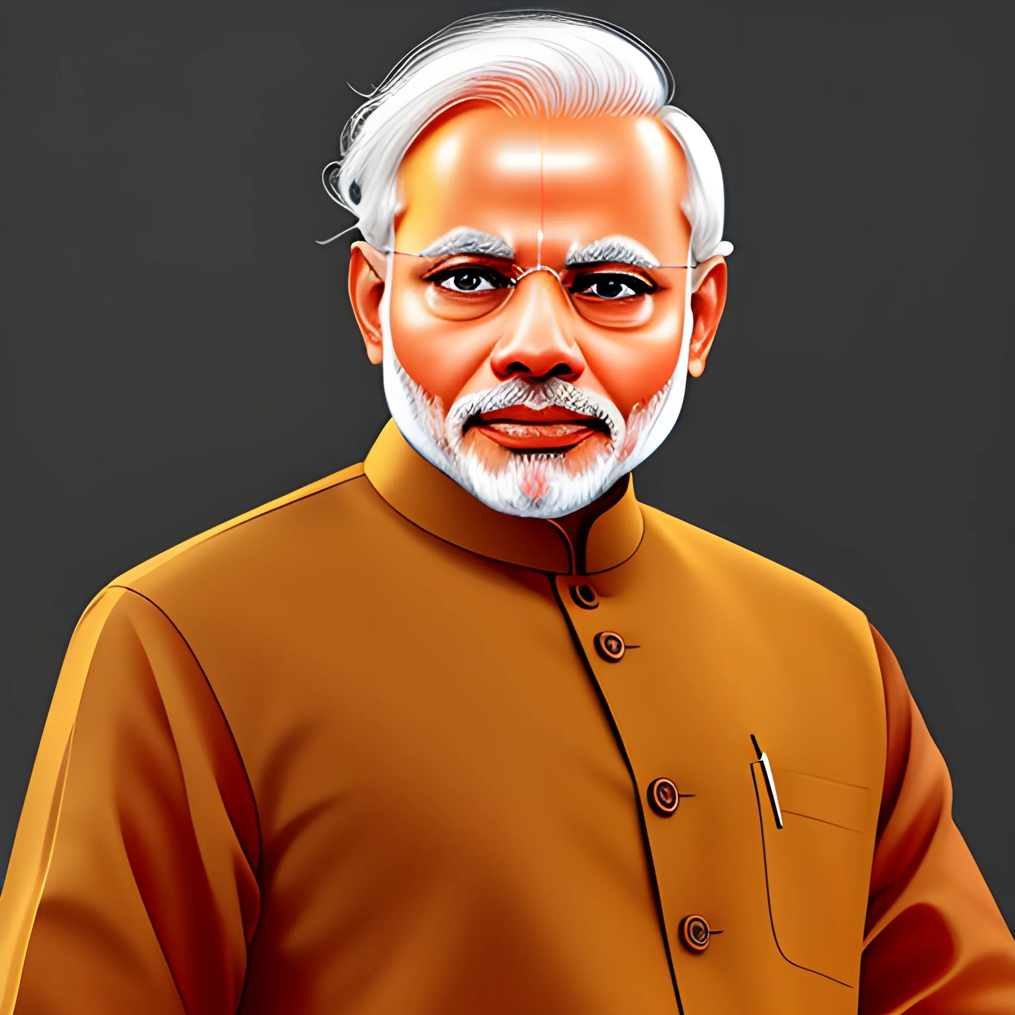 narendra modi wearing kurta cunning look digital art highly detailed