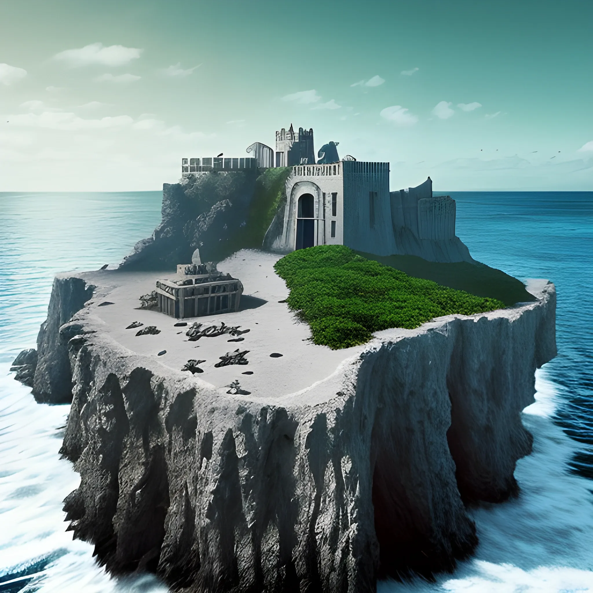 A dark fantasy island with rough, enormously high cliffs. This is known as Prison Island. Only the country's worst criminals are imprisoned there, in the middle of the sea. 