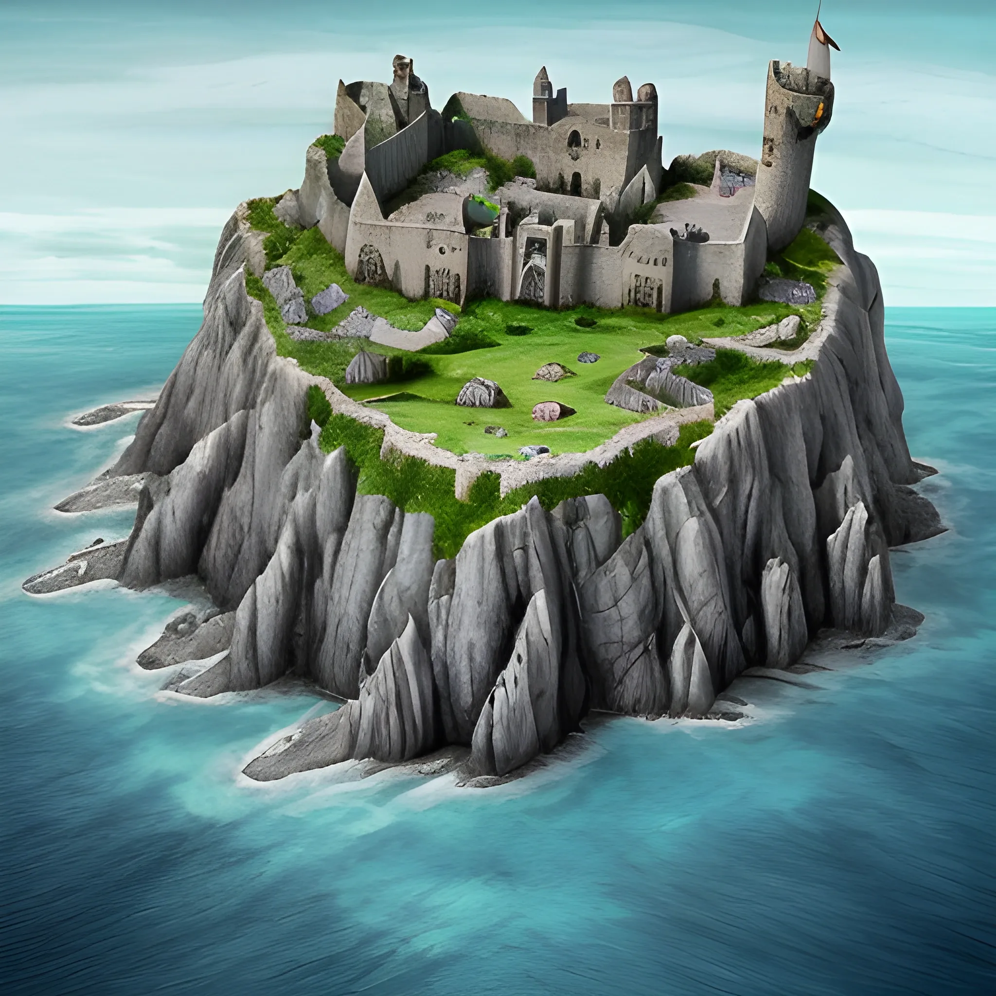 A dark huge medieval island in the middle of the ocean. rough, enormously high cliffs. known as Prison Island. Only the country's worst criminals are imprisoned there,
There a no trees. There is a village for the people who work at the prison. With a tavern and a bordell. The island resembles Ireland or Scotland
, Water Color, Trippy, Trippy