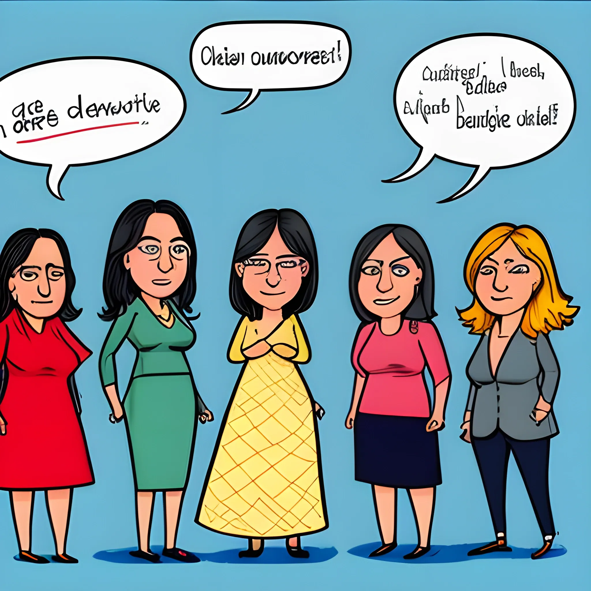 Diversos tipos de mujeres luchando la desigualdad social en Chile
Cartoon, Cartoon