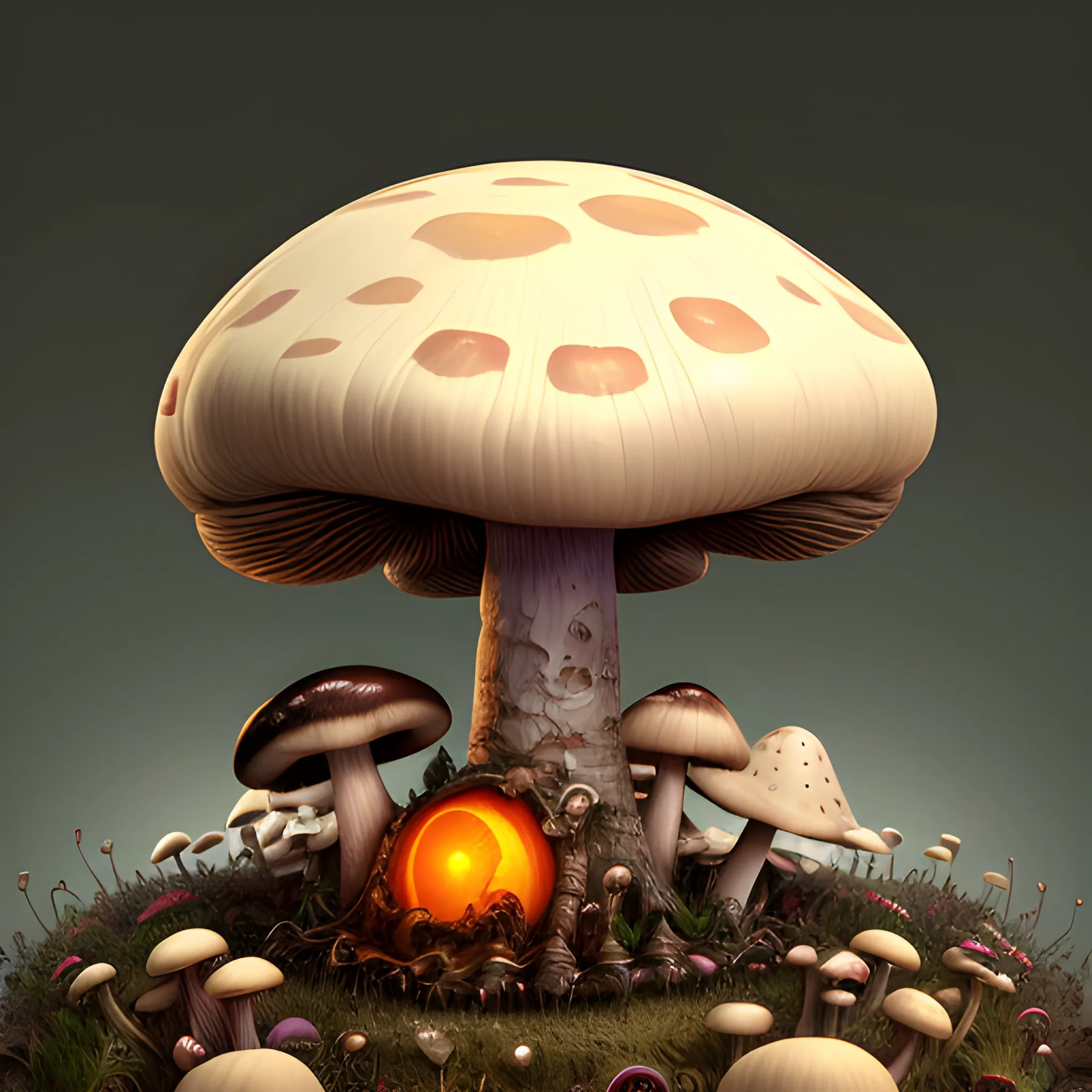 sleep paralysis while on mushrooms, mushroomcore, naturecore, high quality art, digital art, extreme detail,, 3D