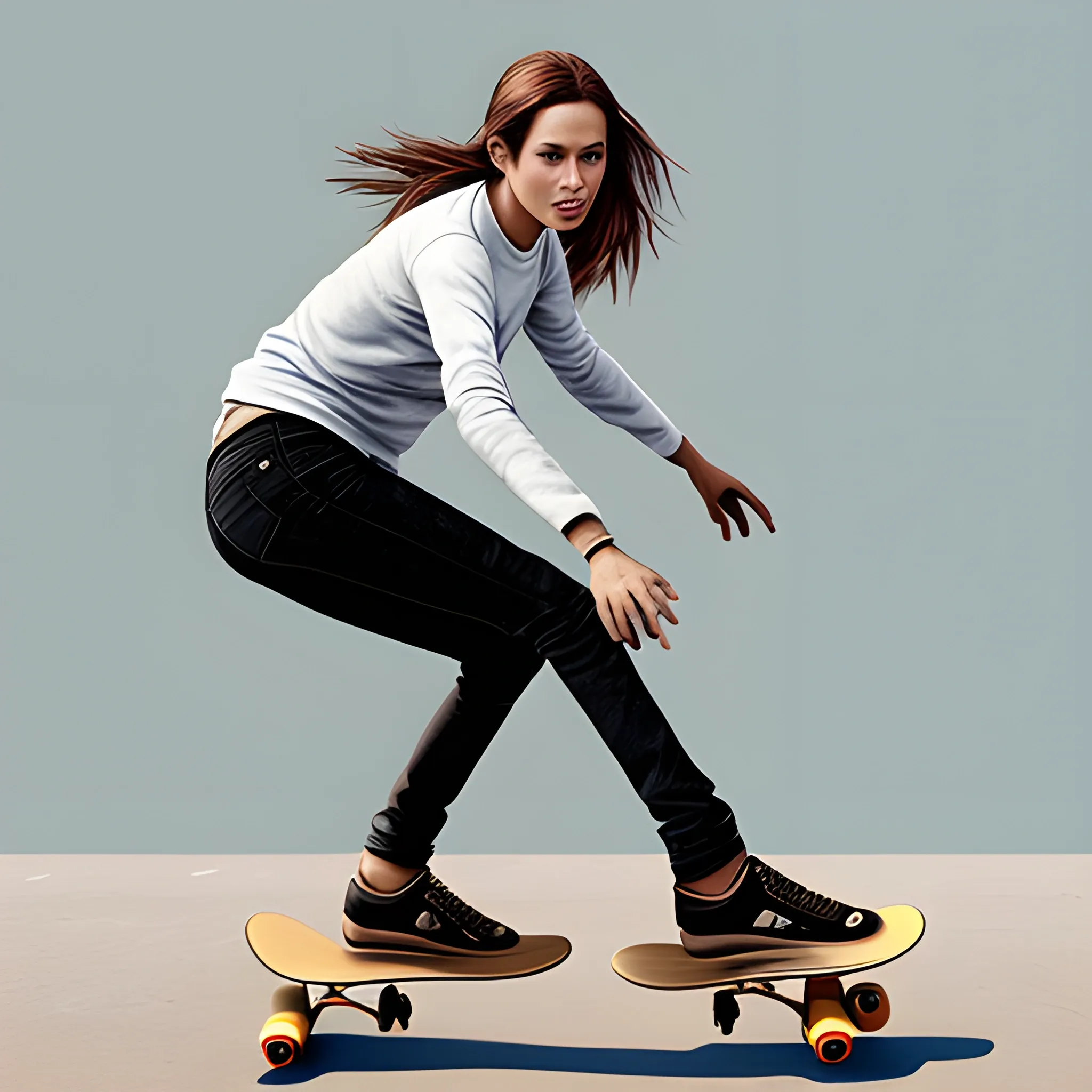 woman on a skateboard, realistic