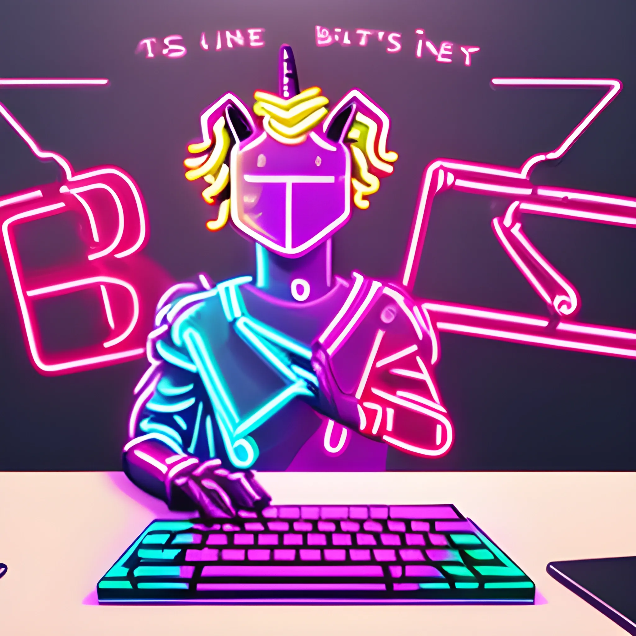 e Half-Dev stands gallantly, one hand on a keyboard that never knew the blessing of a coffee spill, the other holding a bug-free code printout, which in the real world is as rare as a unicorn with Wi-Fi. Below, in neon letters 