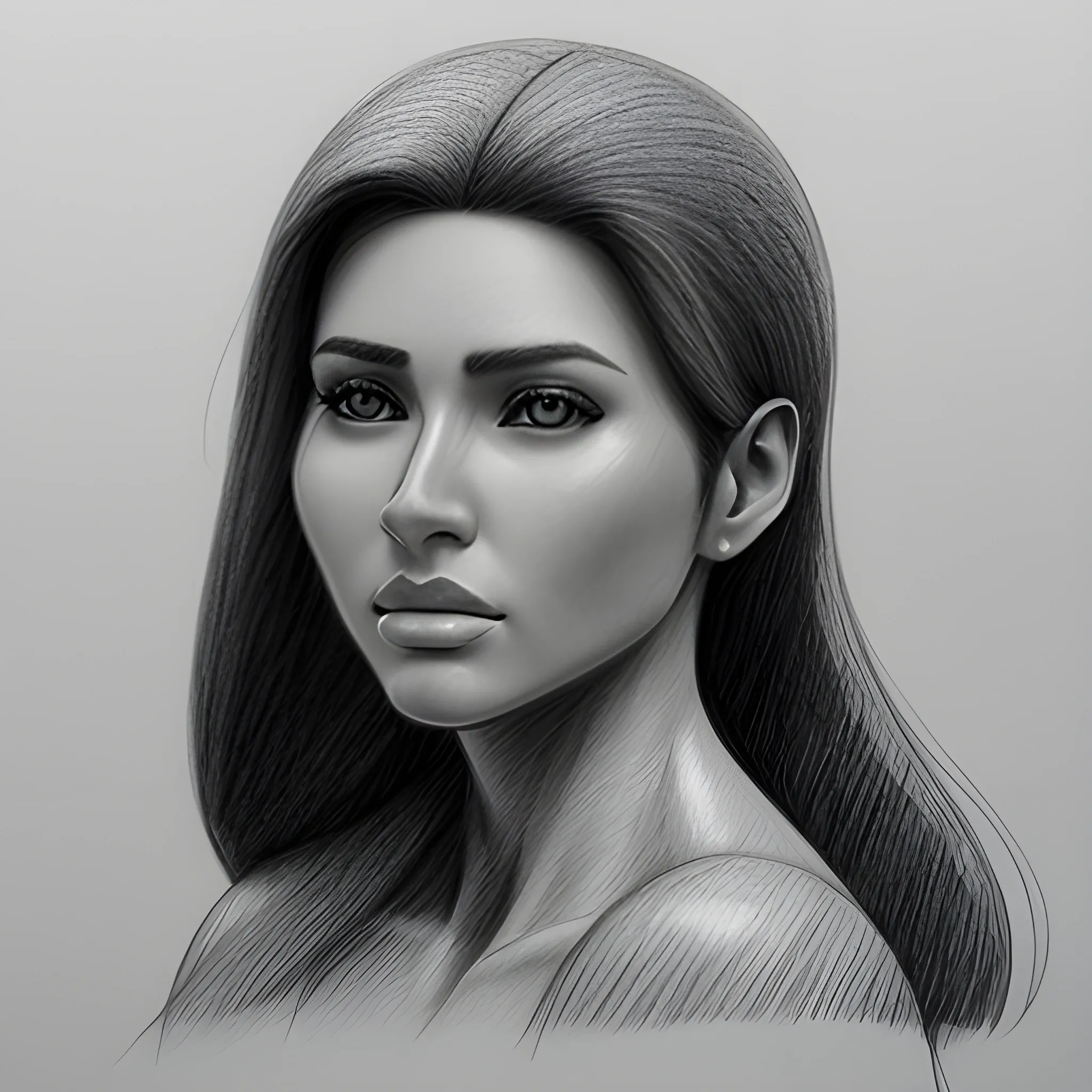 mujer hermosa, Pencil Sketch, 3D