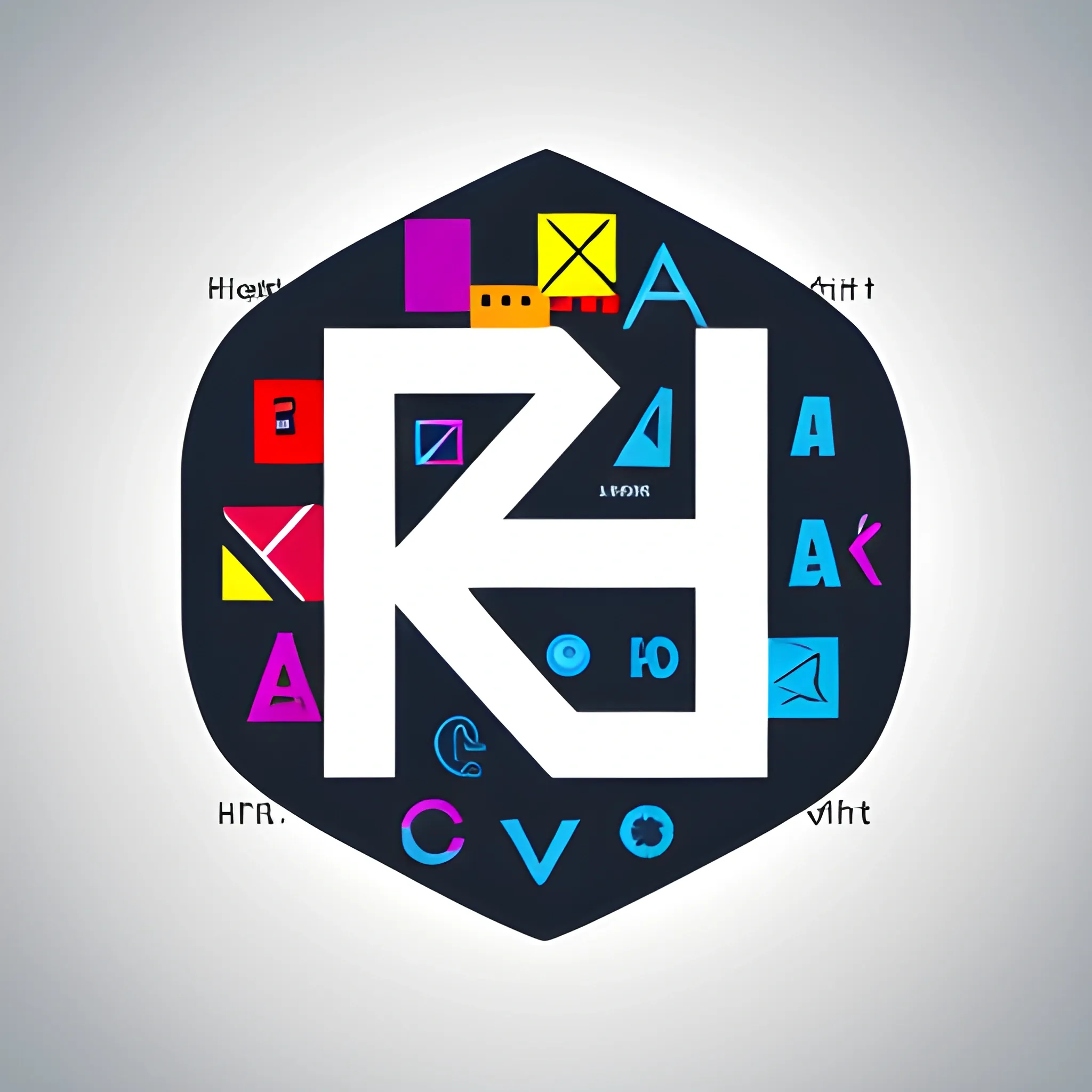 Design a modern and creative logo for arthub.ai that seamlessly combines the letters Y and K with elements representing brainpower, abstract thinking, or question marks