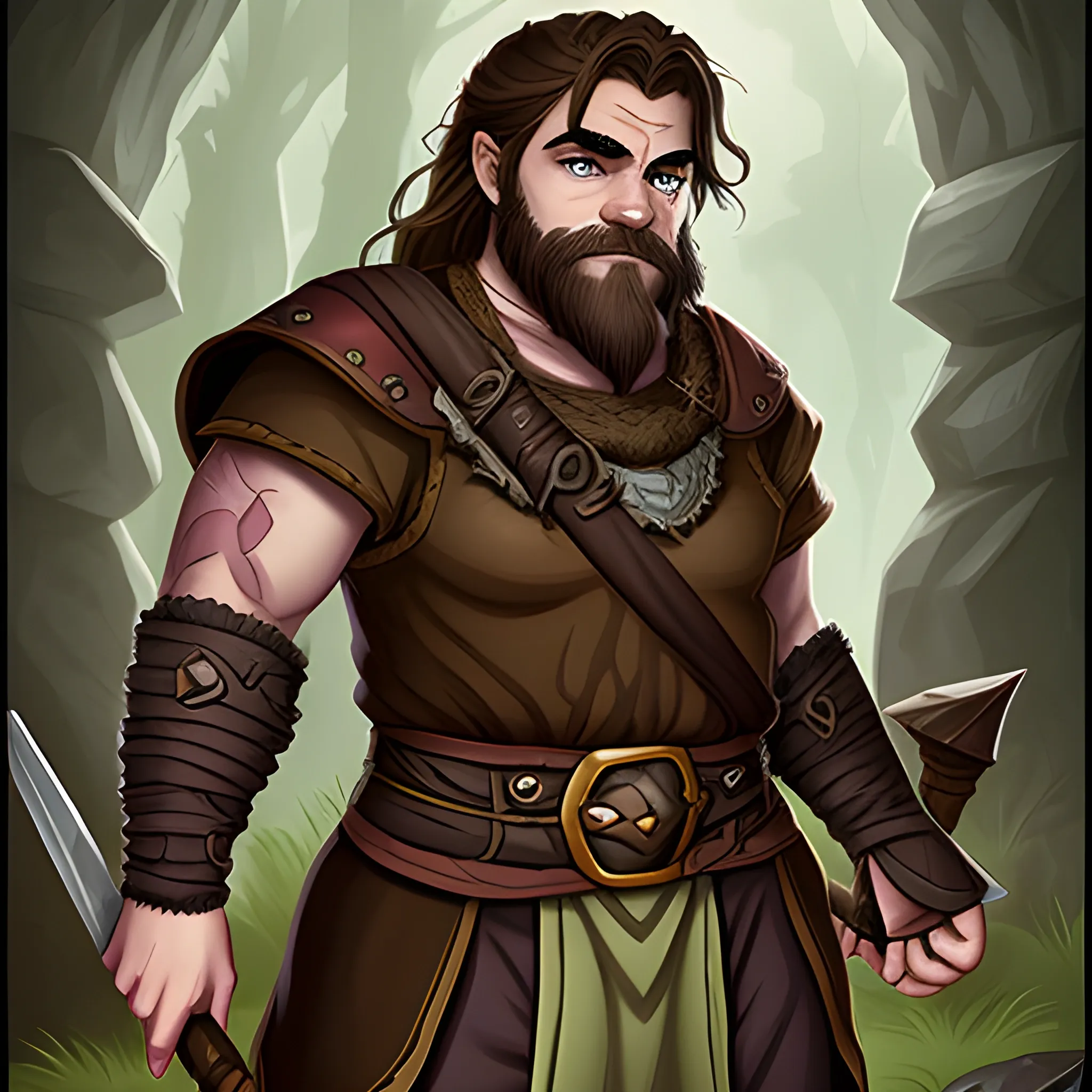 dungeons and dragons, adventurer, epic, male, dwarf, brown hair, dark eyes, magic, cartoon, fantasy