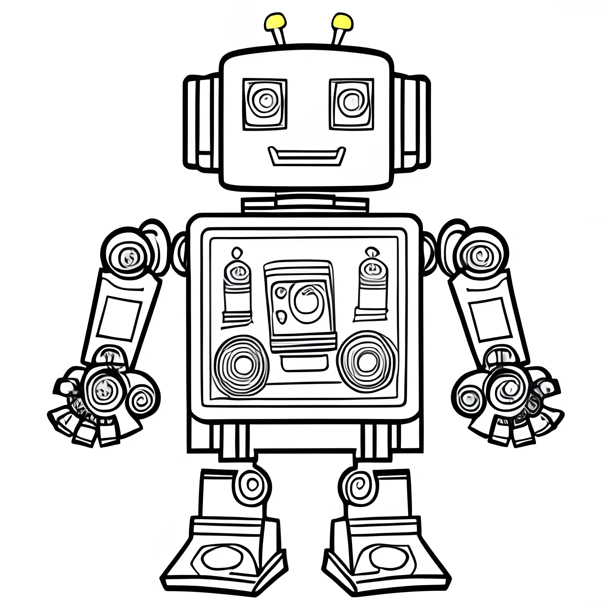 robot coloring book page, Cartoon