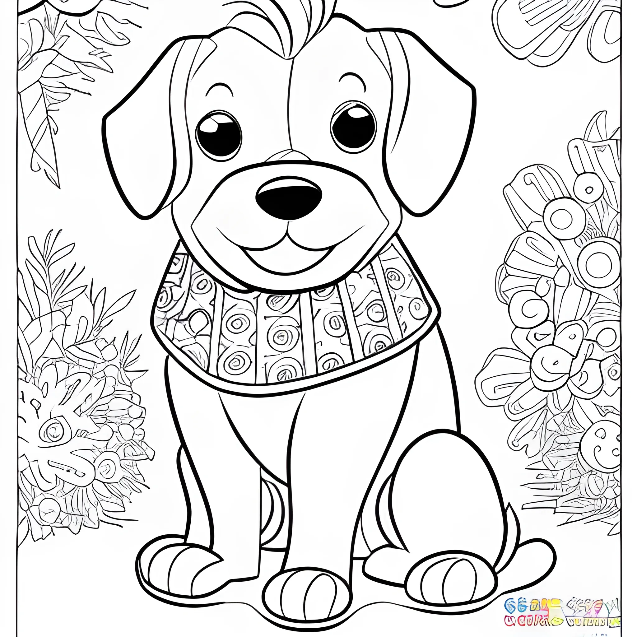 dog coloring book page, Cartoon