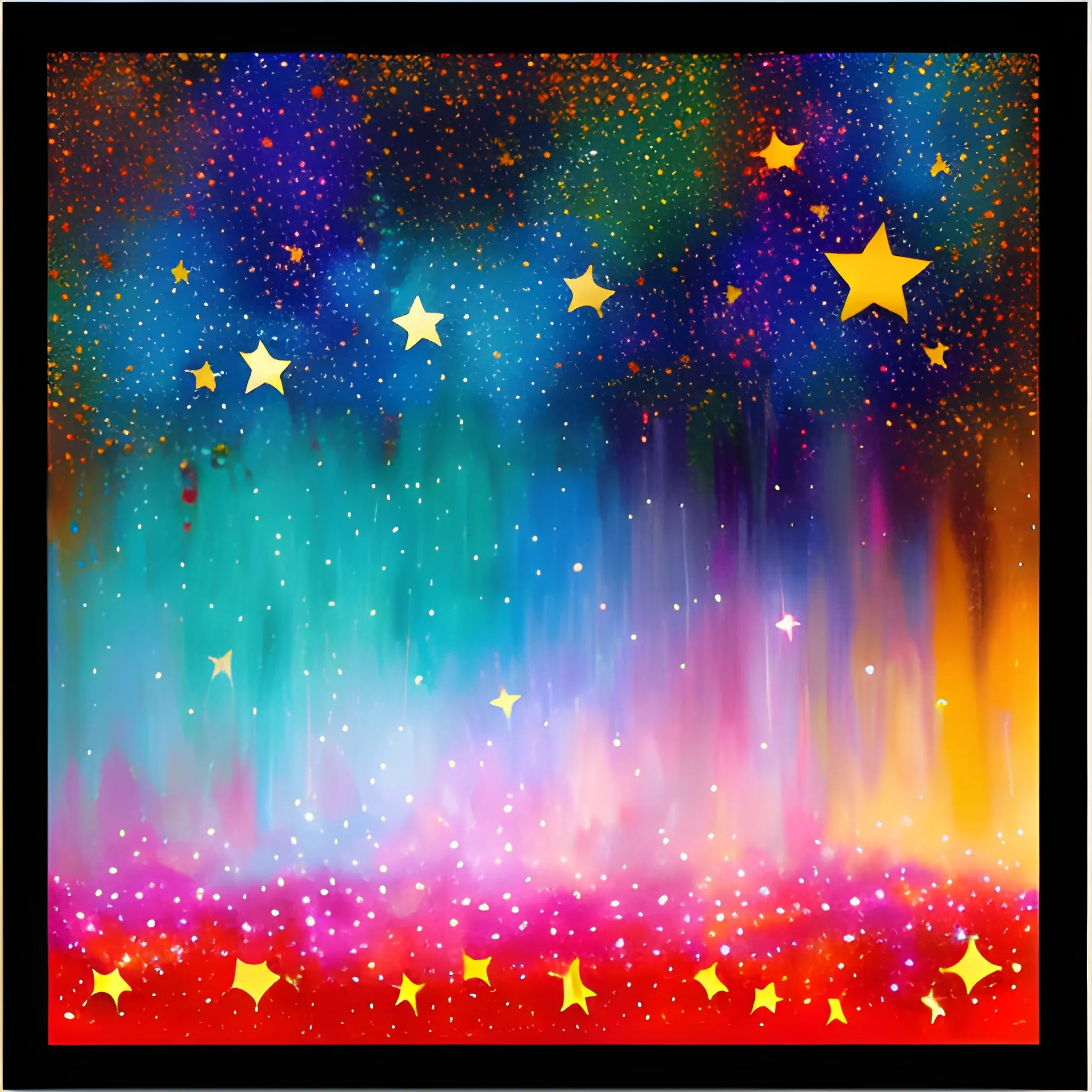 box with many stars many colors like  art painting
