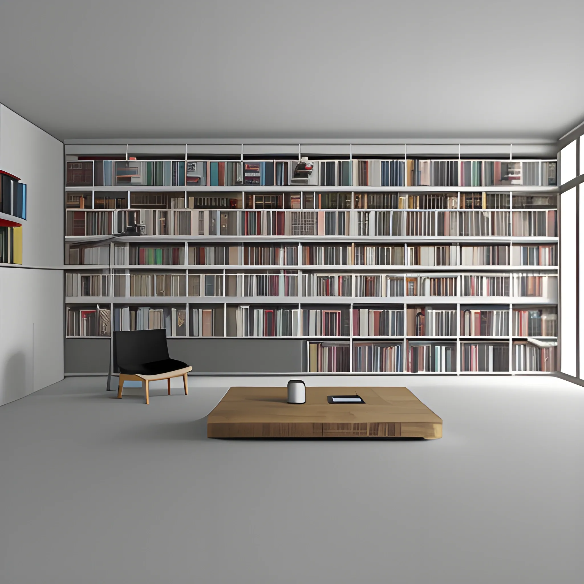 virtual library in the network with minimalist style, imagotipo, 3D, 