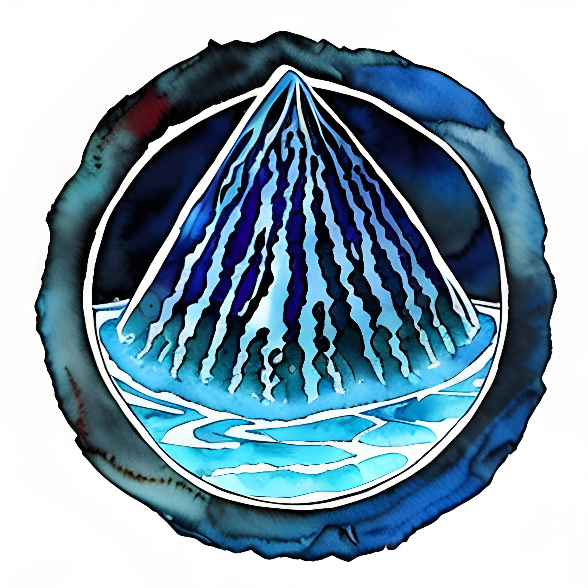 , Trippy, Water Color, abyssal water, dark blue, runic stones