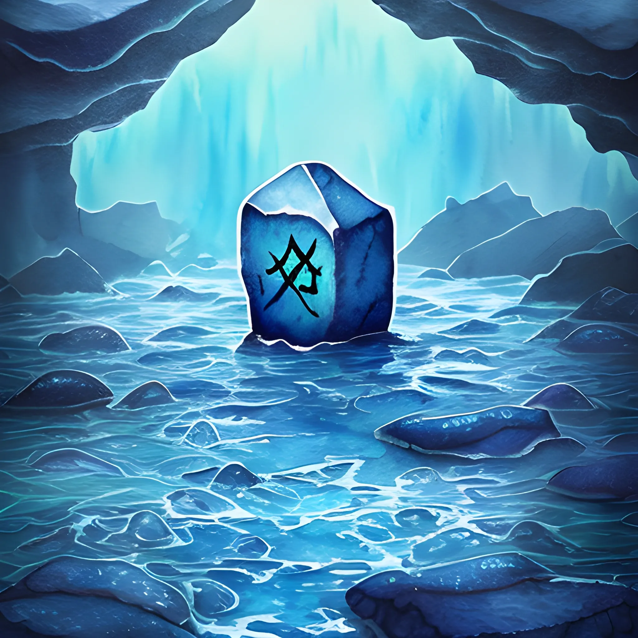 , Trippy, Water Color, abyssal water, dark blue, runic stones,
realistic water background