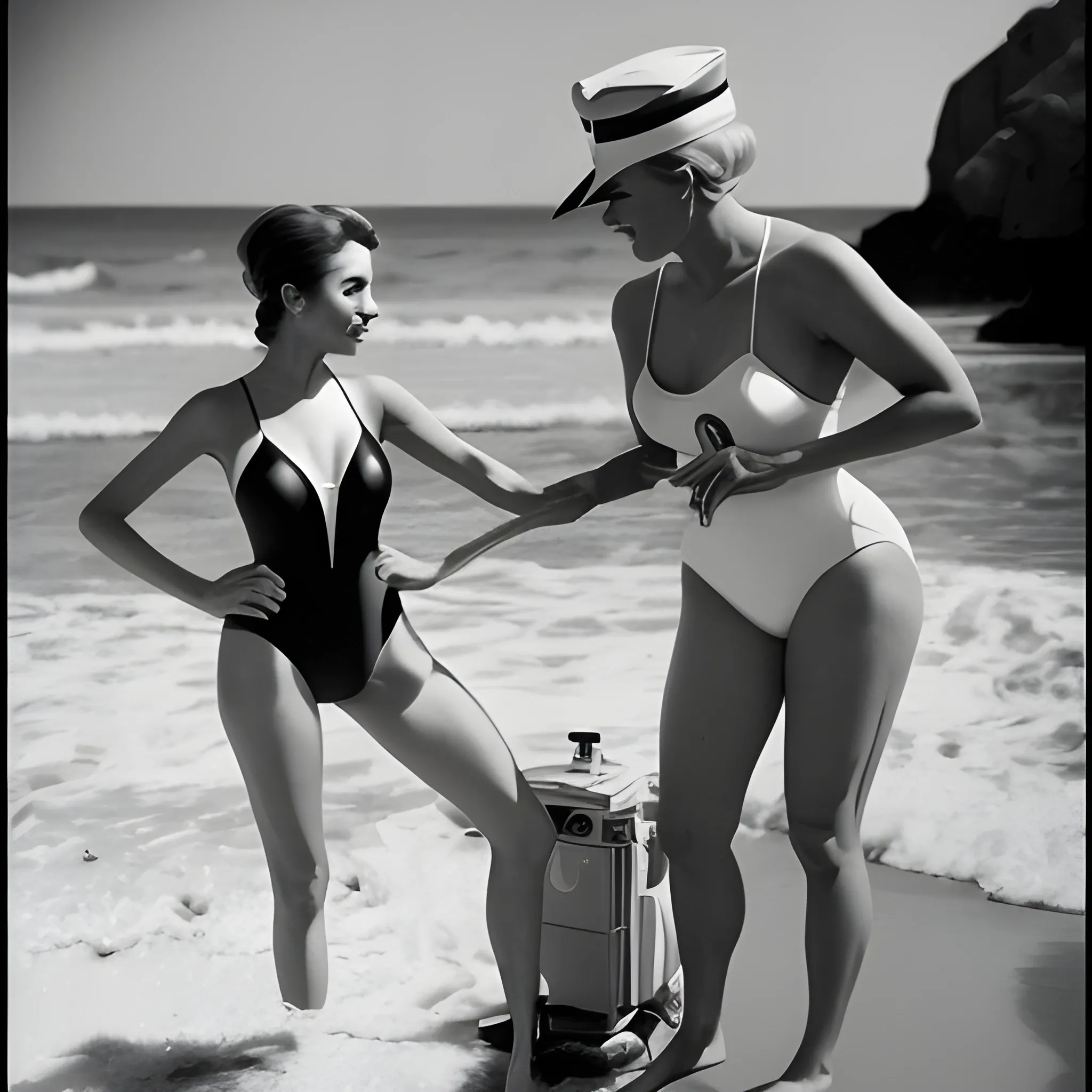 Donald Duck films a woman in a swimsuit photography Arthub.ai