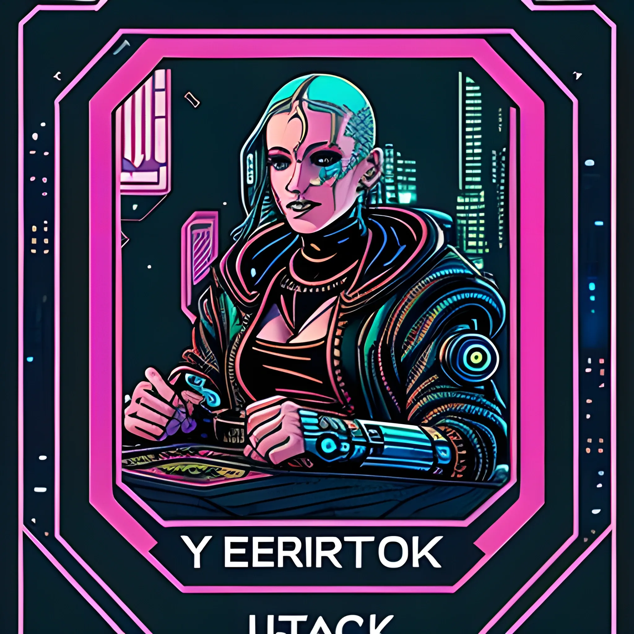 cyberpunk futuristic tarot card