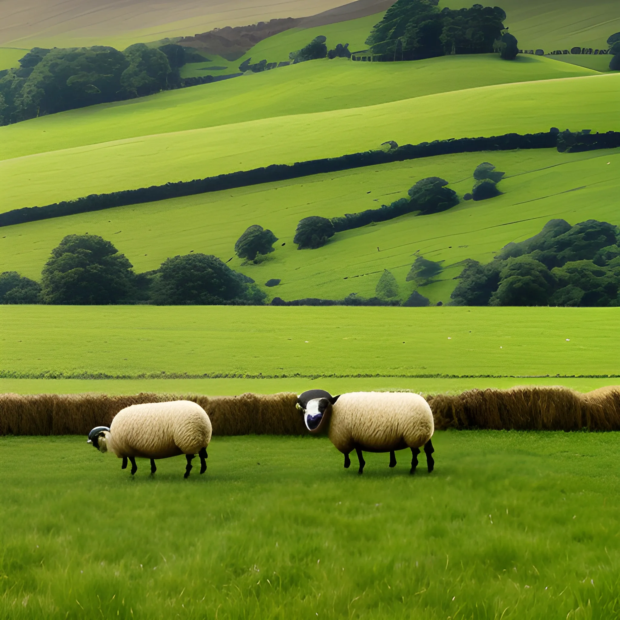 sheep jumping through the fields - Arthub.ai