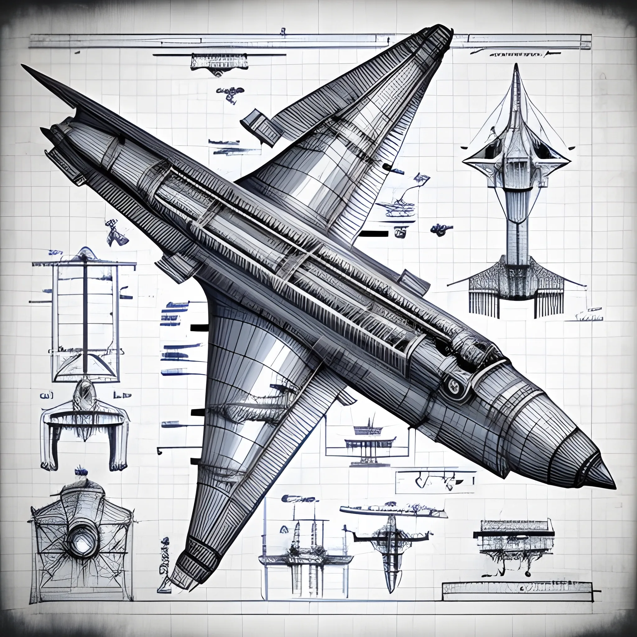 Blueprint illustration steampunk internal mechanical, 3D aircraft Concorde style, Pencil Sketch
Vertical take off and landing, Pencil Sketch
Levers gears engine parts, Pencil Sketch, 3D