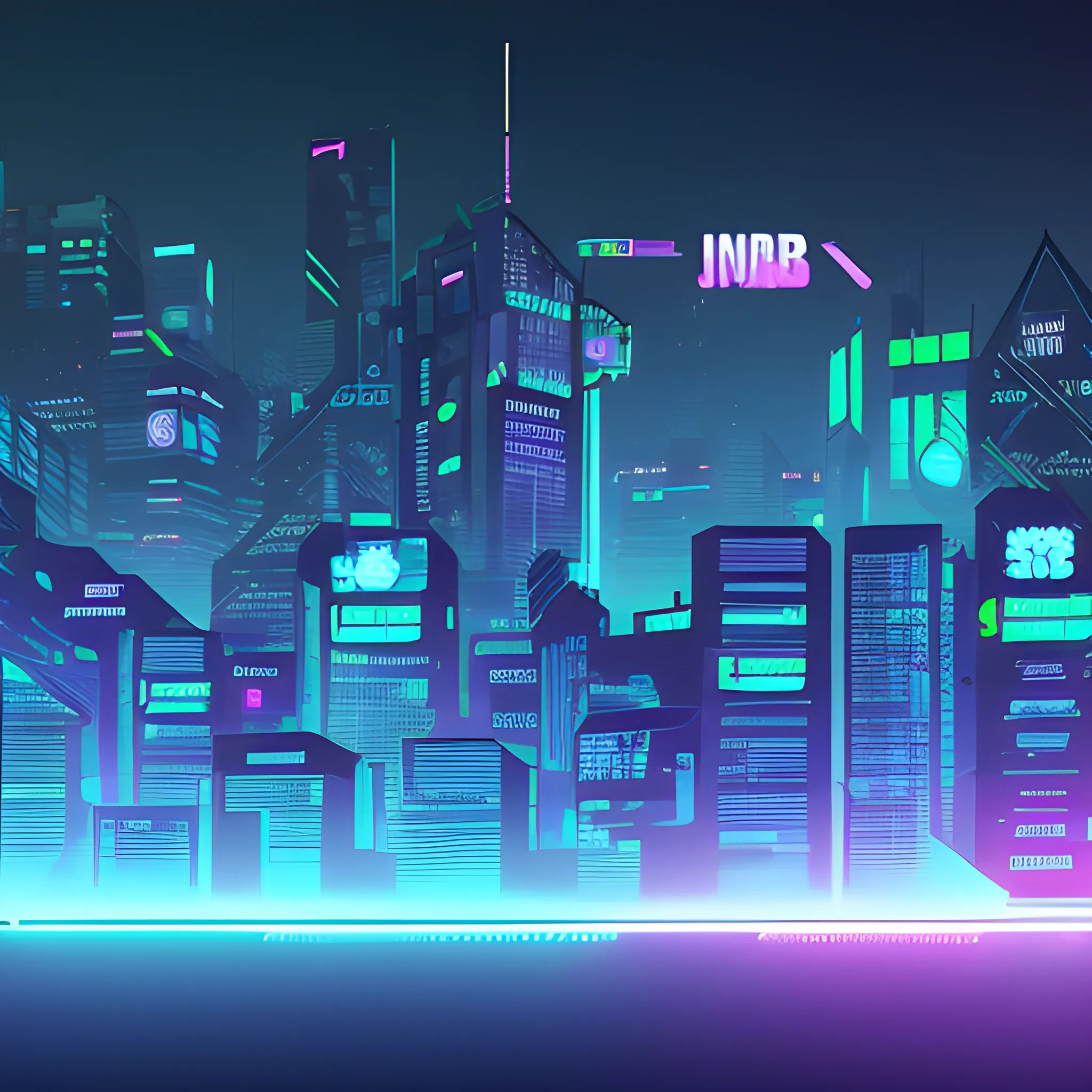 image for the backgroound web page for a web development company, the image with cyberpunk style