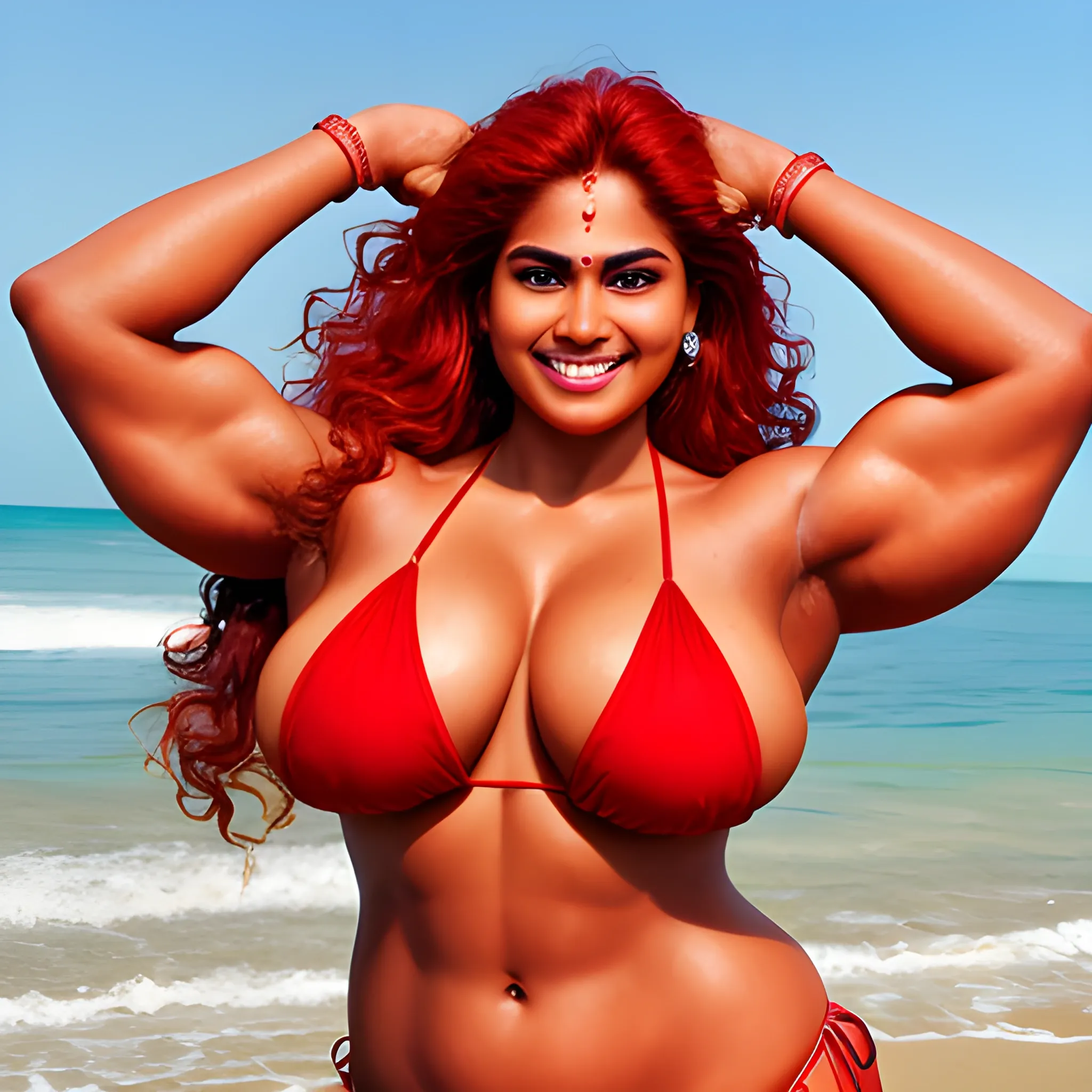 professional photograph, a big body Indian lady, full body, musc 