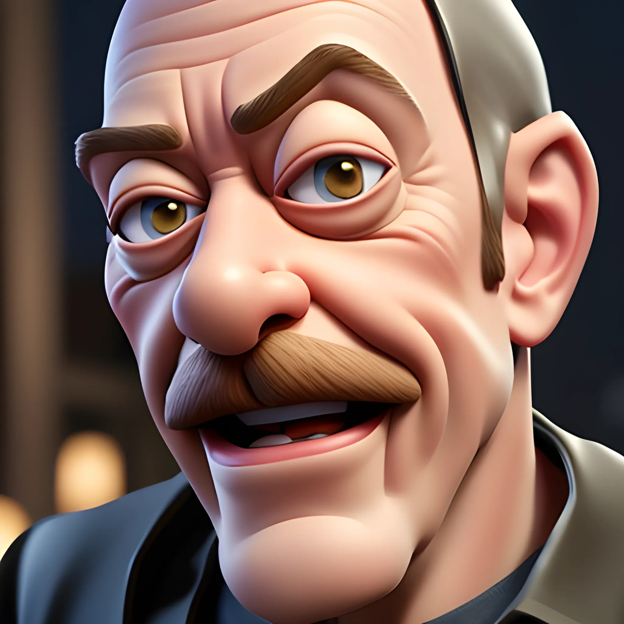 screenshot of jk simmons in a pixar movie. 3 d rendering. unreal engine. amazing likeness. very detailed. cartoon caricature., 3D