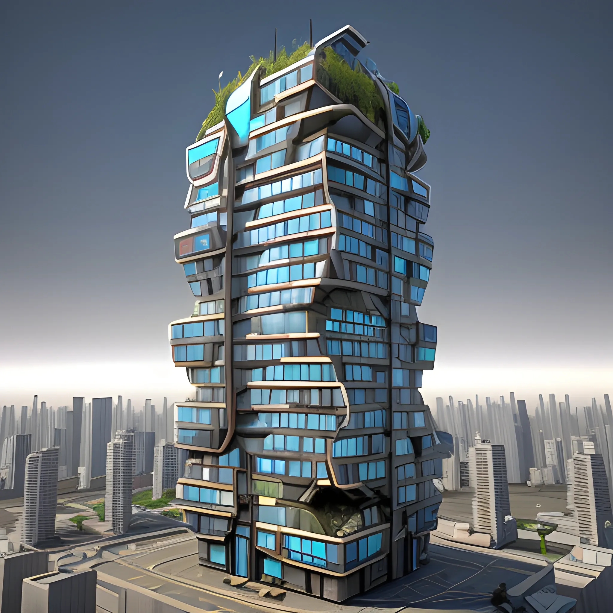 crazy building in 2077, 3D