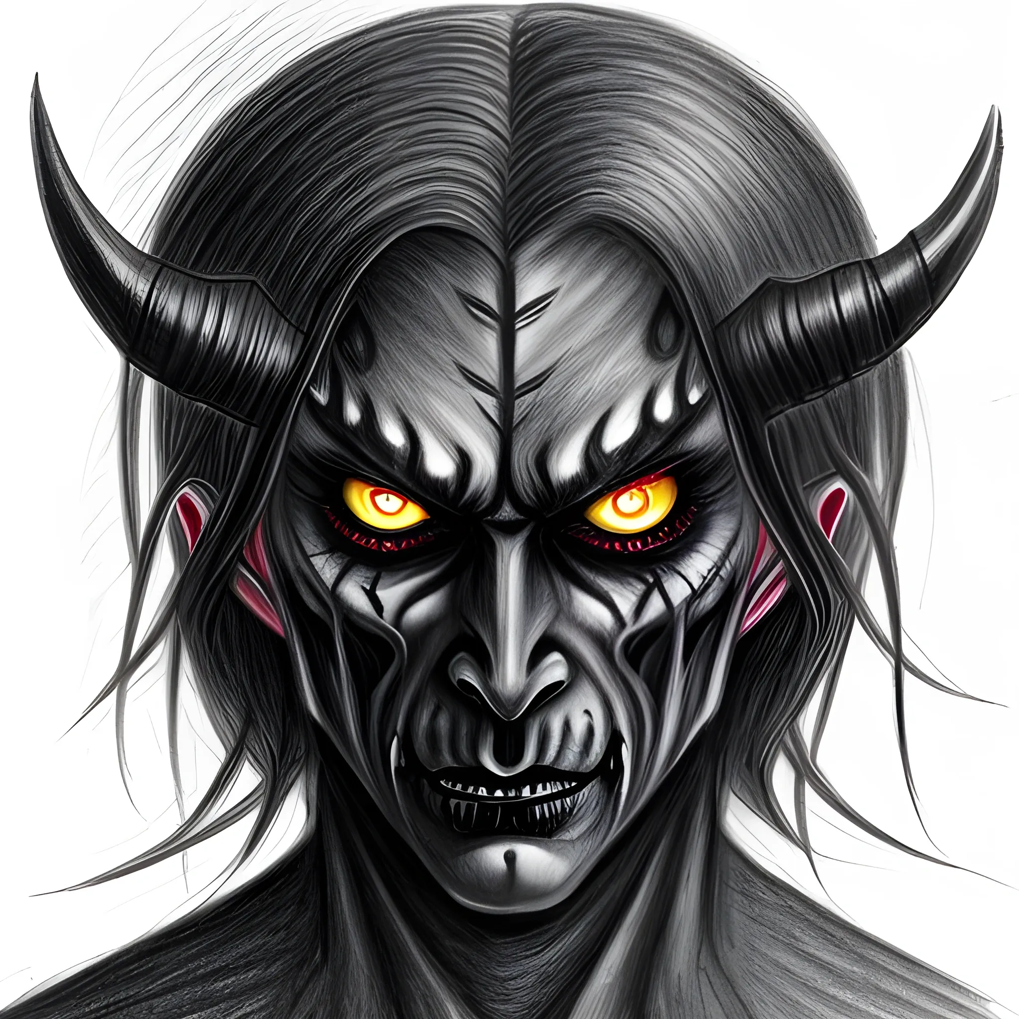 demon with the appearance of a hundred feet of black color and a colored eye
, Pencil Sketch