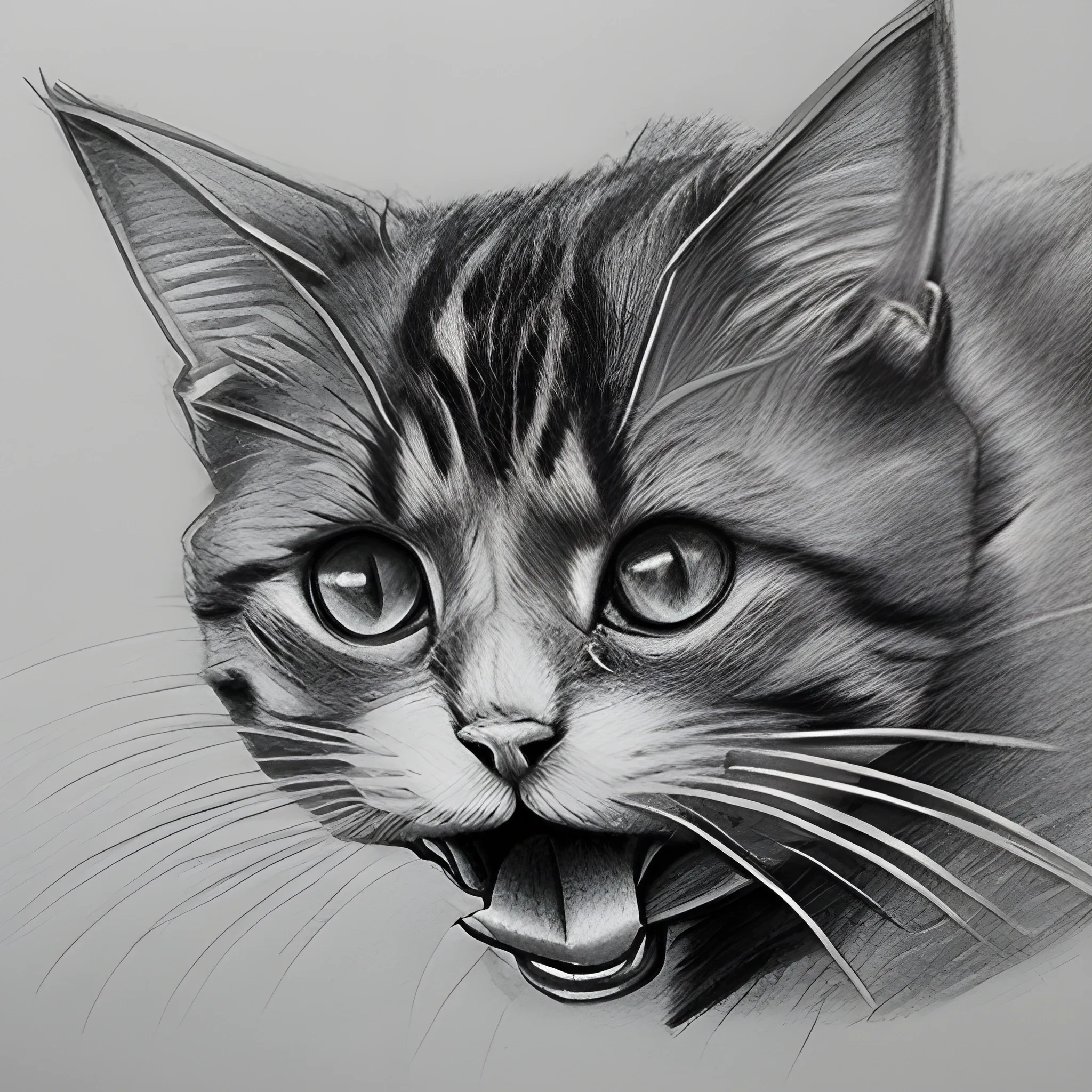 cat eat, Pencil Sketch