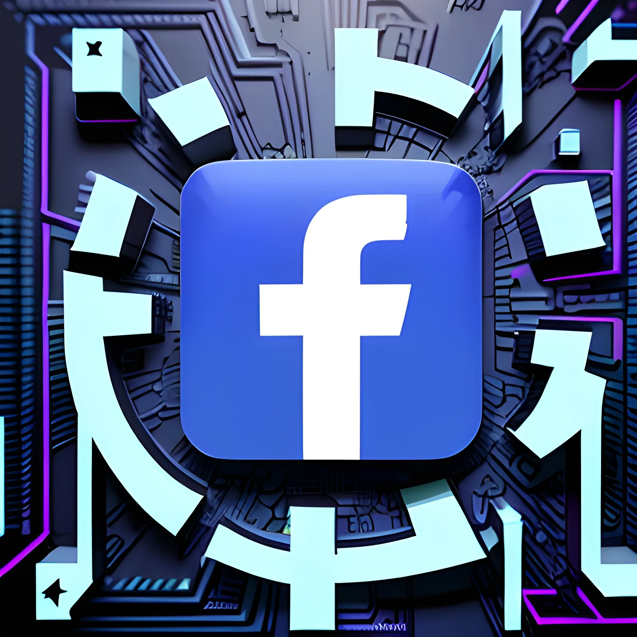 facebook logo with cyberpunk style