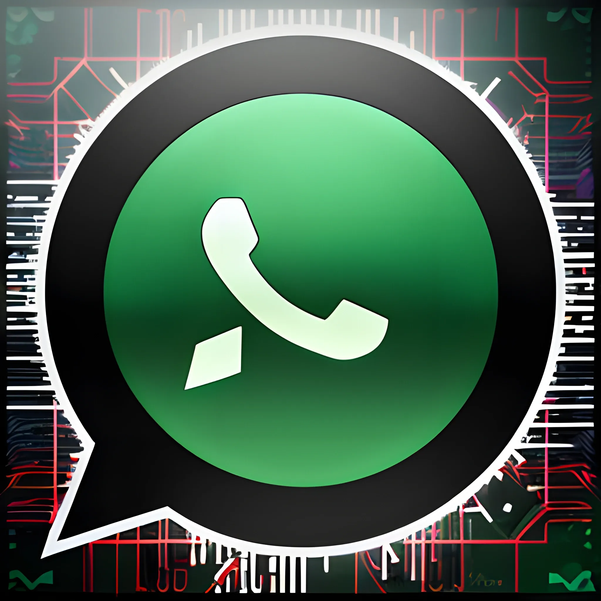 whatsapp logo with cyberpunk style