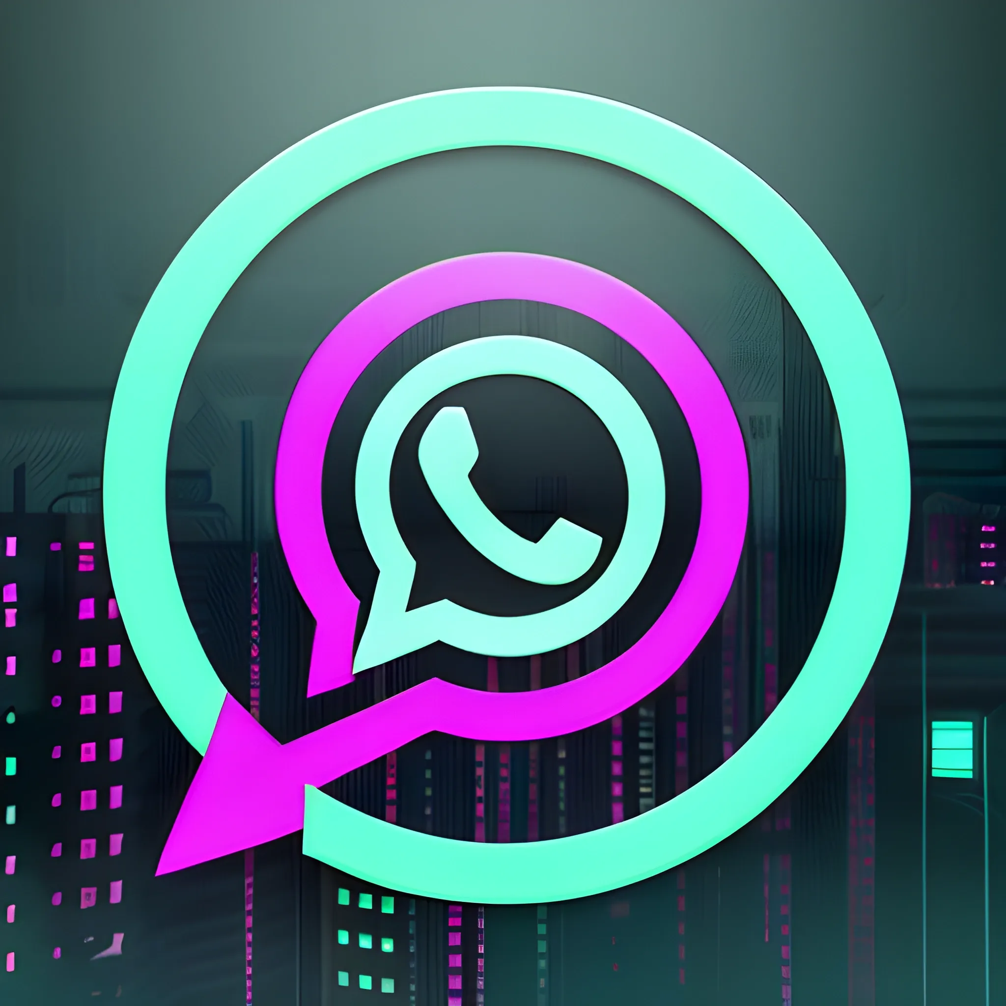 whatsapp logo with cyberpunk style