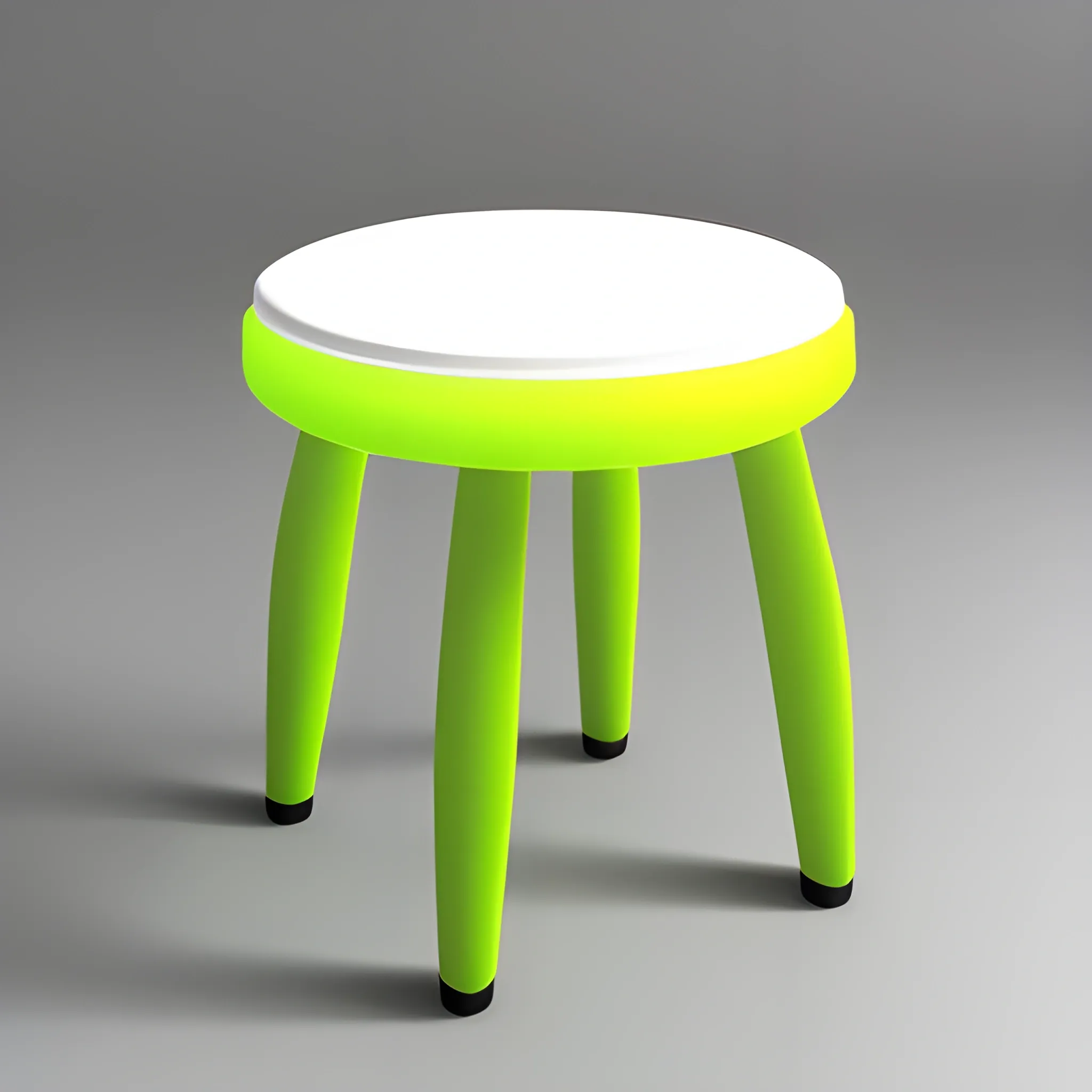 Design a simple, multifunctional stool that also works as a side table. It should be portable and suitable for 3D printing. The stool needs to have a modern, maximalist look with integrated storage space for small items. wiggles and waves, plastic fantastic, translucent, futuristic, neutral photograph, kidult, dopamine brights, white background, photorealistic, 50mm lens, product photography 