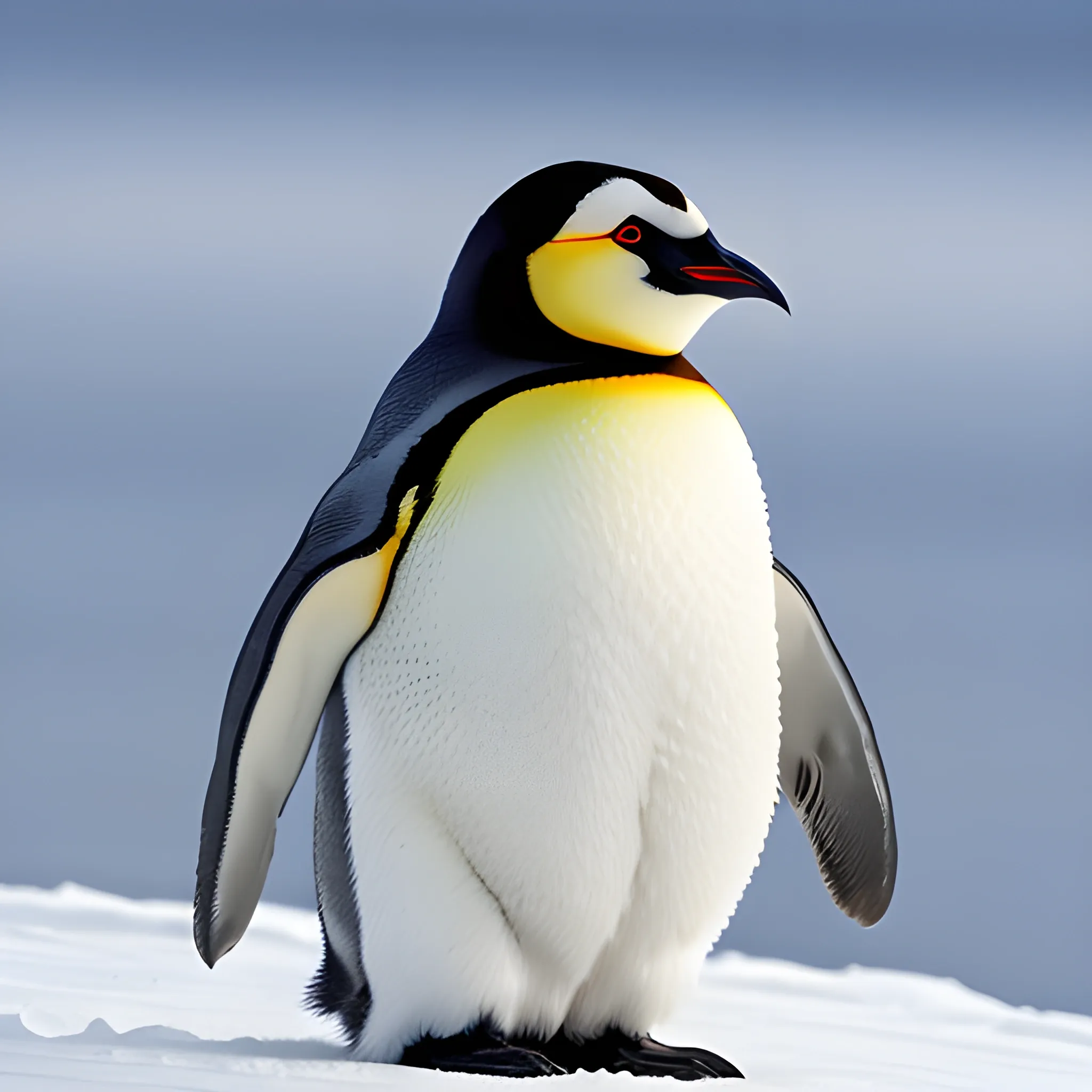 Photo, very young emperor penguin chick ,without yellowed down, whole body is covered with fluffy feathers,