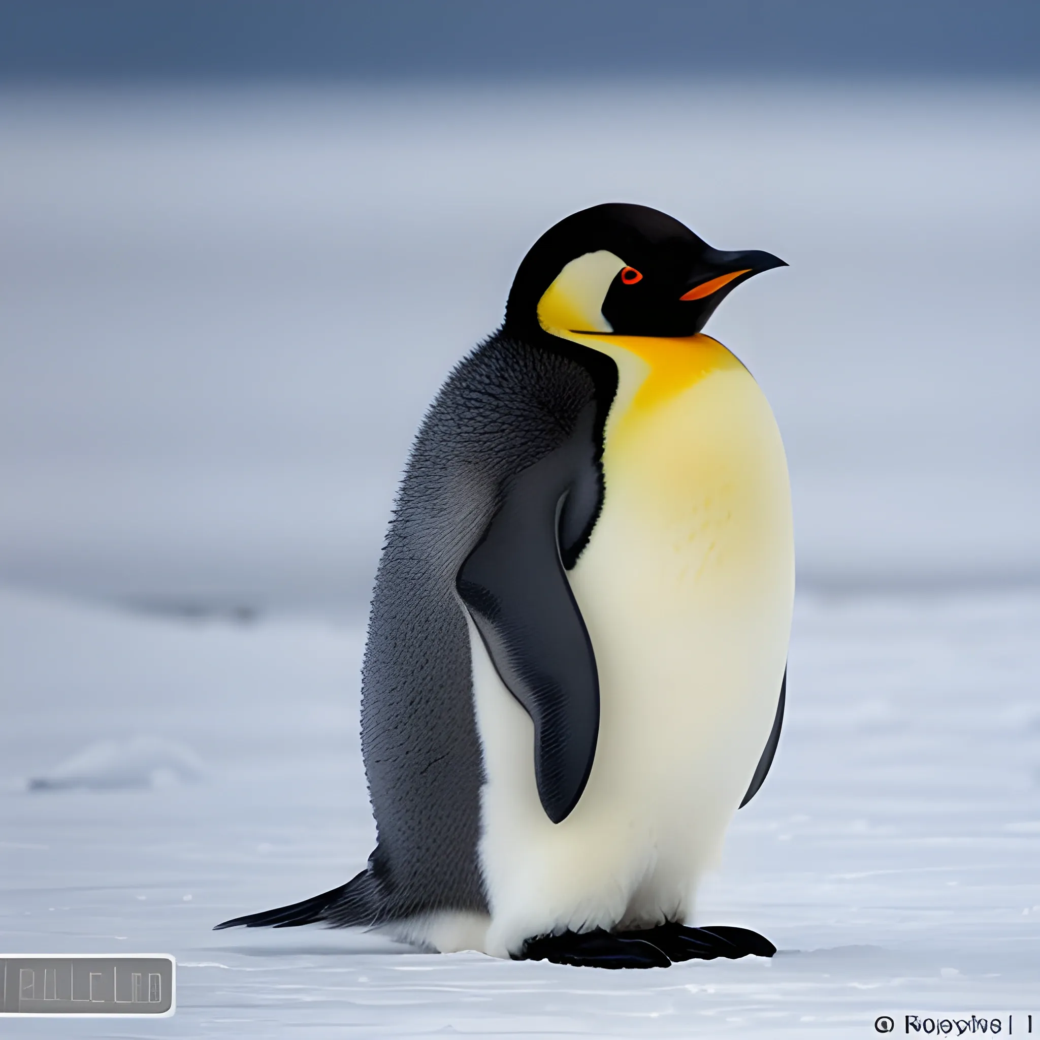 Photo, very young emperor penguin chick , The whole body is covered with fluffy black or silvery feathers without yellow.,