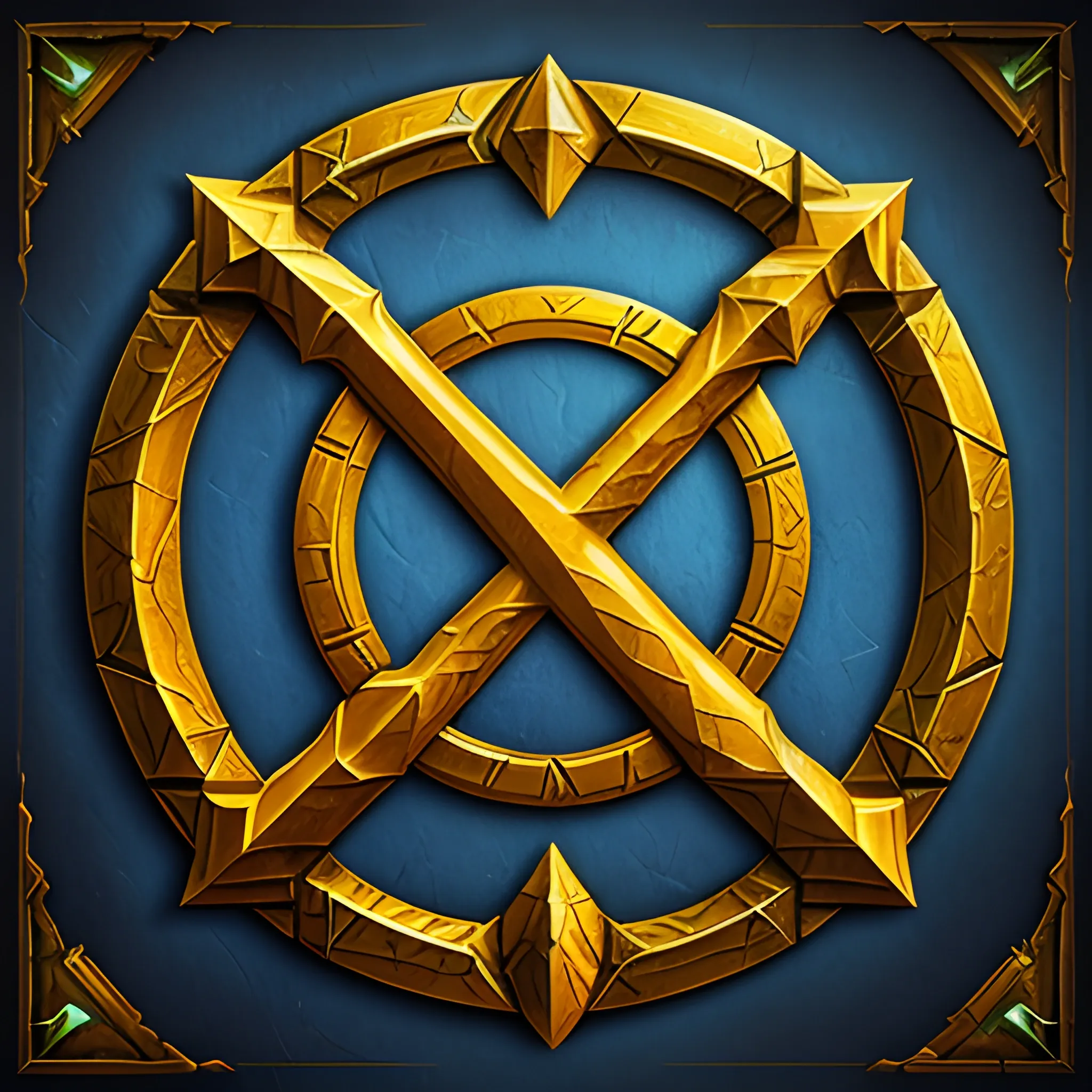 Create a logo for 'Warcraft Facts' that embodies the essence of Azeroth's rich lore and history. Incorporate iconic Warcraft elements, like the Alliance and Horde symbols, legendary weapons, and the feeling of adventure and discovery. The design should be visually captivating and evoke a sense of wonder and excitement. Use a color scheme that reflects the vibrant and mystical world of Warcraft. The logo should be both informative and enticing, making viewers eager to explore the hidden treasures of Azeroth. Ultra-realistic, ultra-detailed., 3D