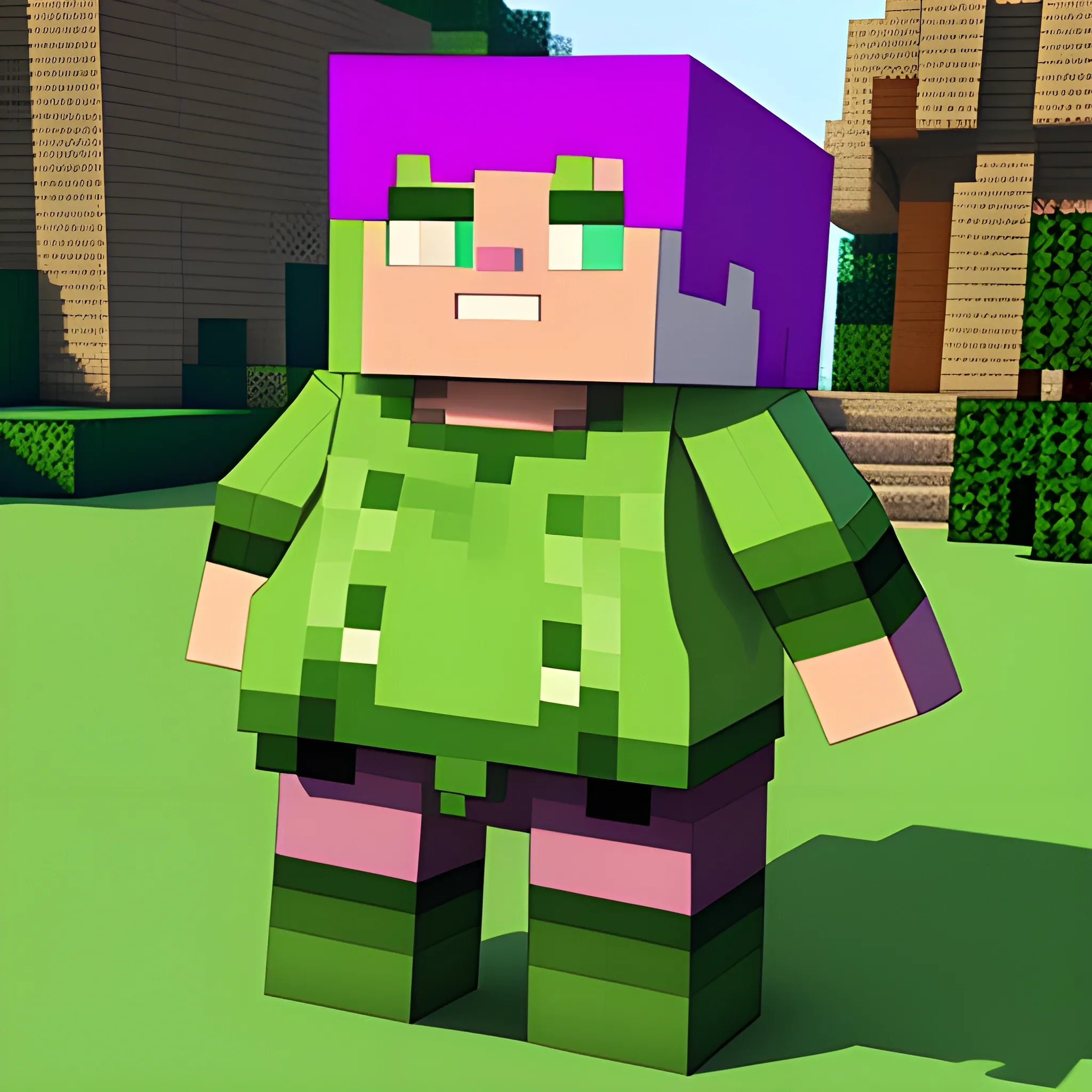 fat minecraft woman getting divorced from husband and losing the kids., Cartoon, 3D