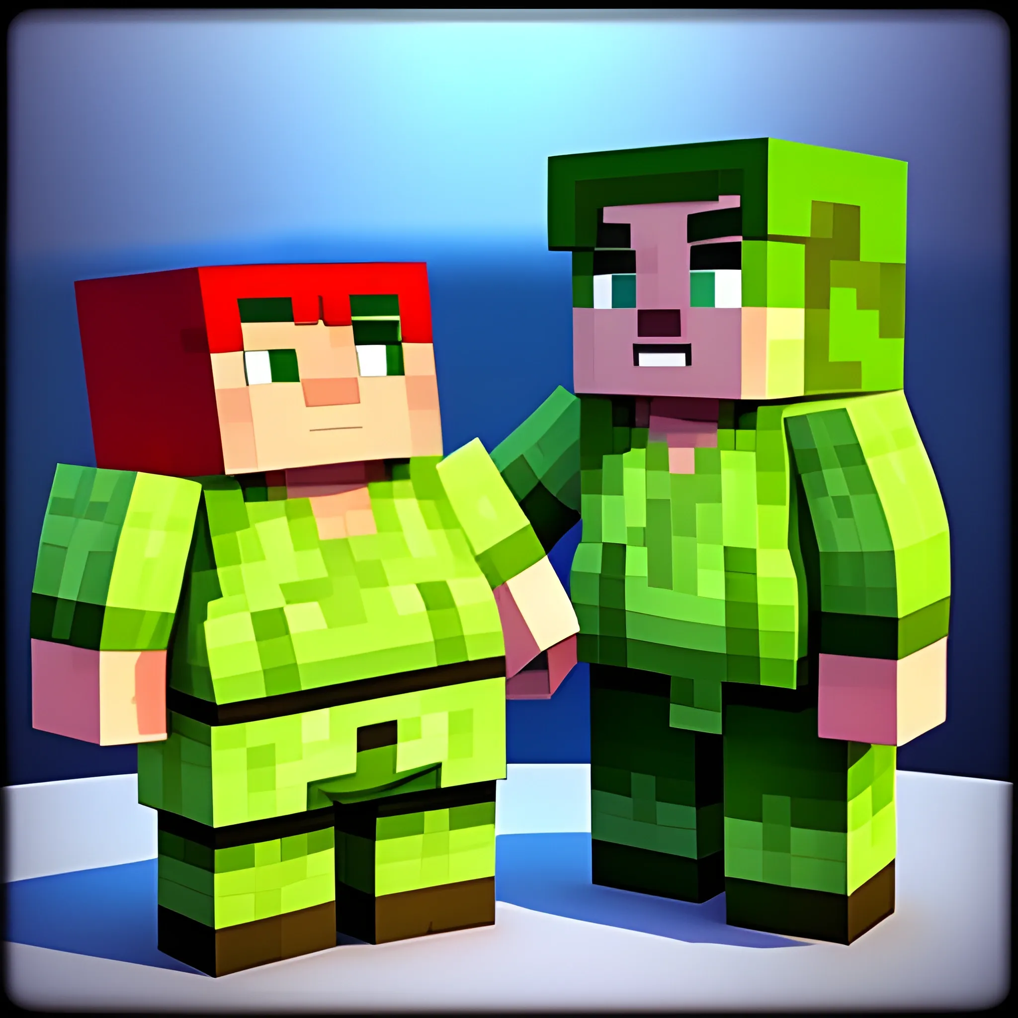 fat minecraft woman getting divorced from husband and losing the kids., Cartoon, 3D