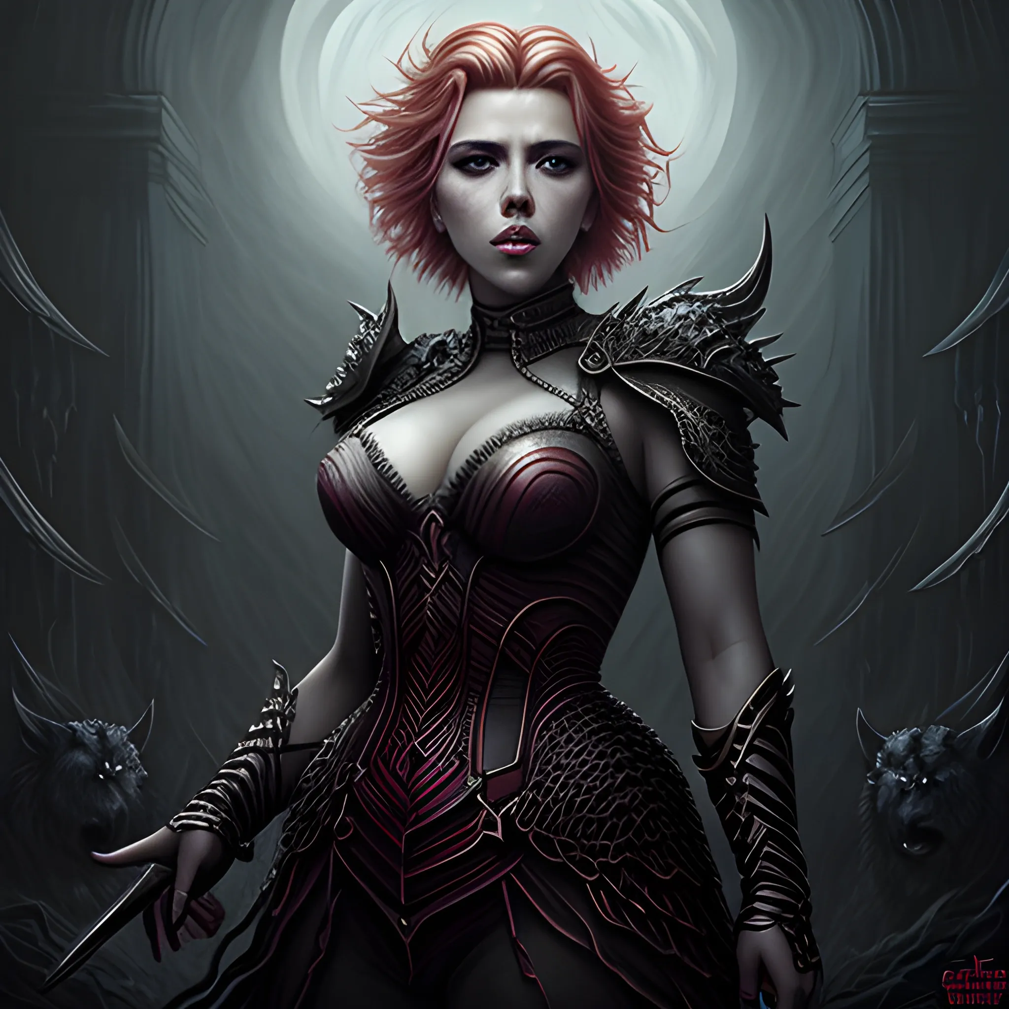 Scarlett Johansson in Dark fantasy art, detailed and complex