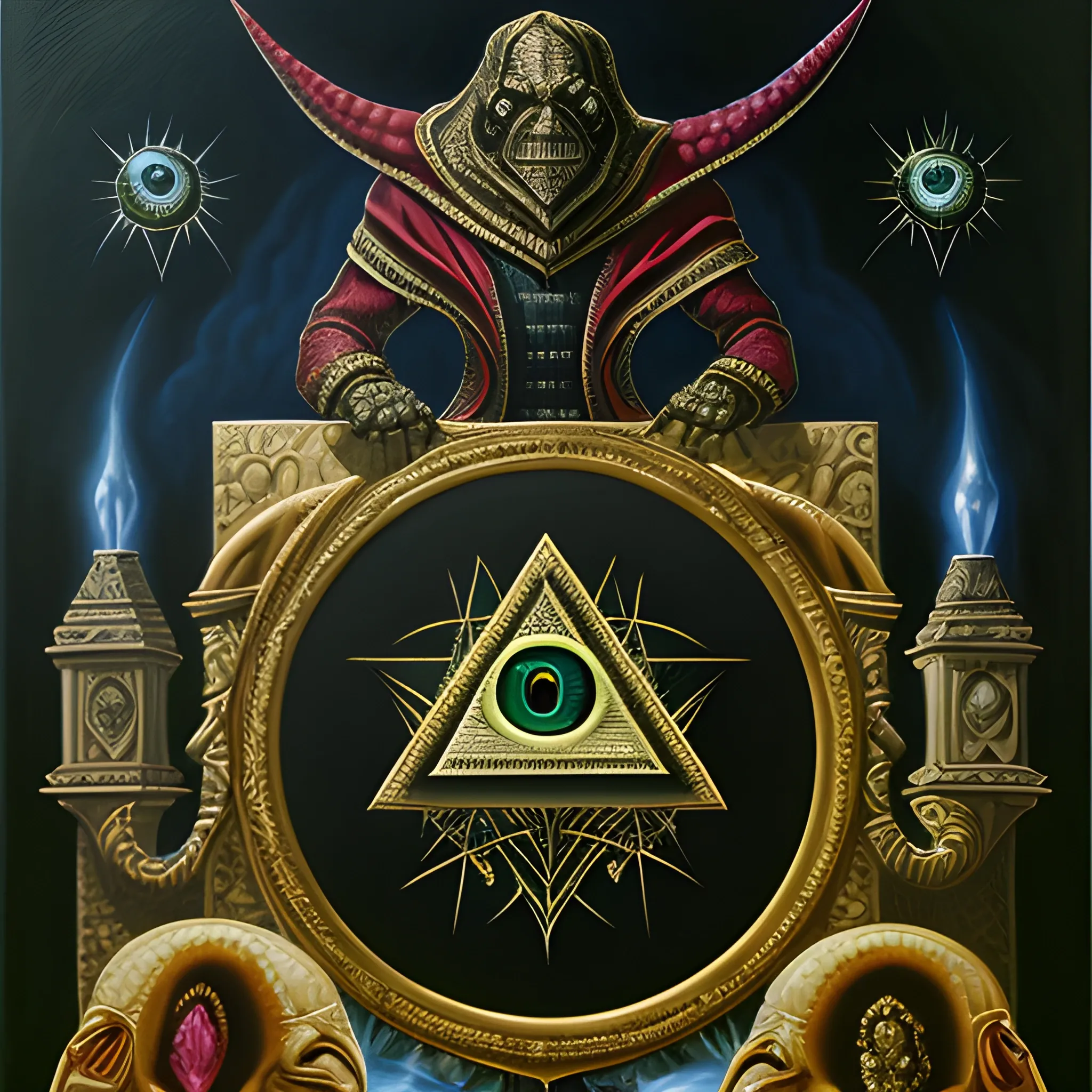 illuminati, Black nobility, usury, new world order, reptile, sion, earth, elite,  Oil Painting