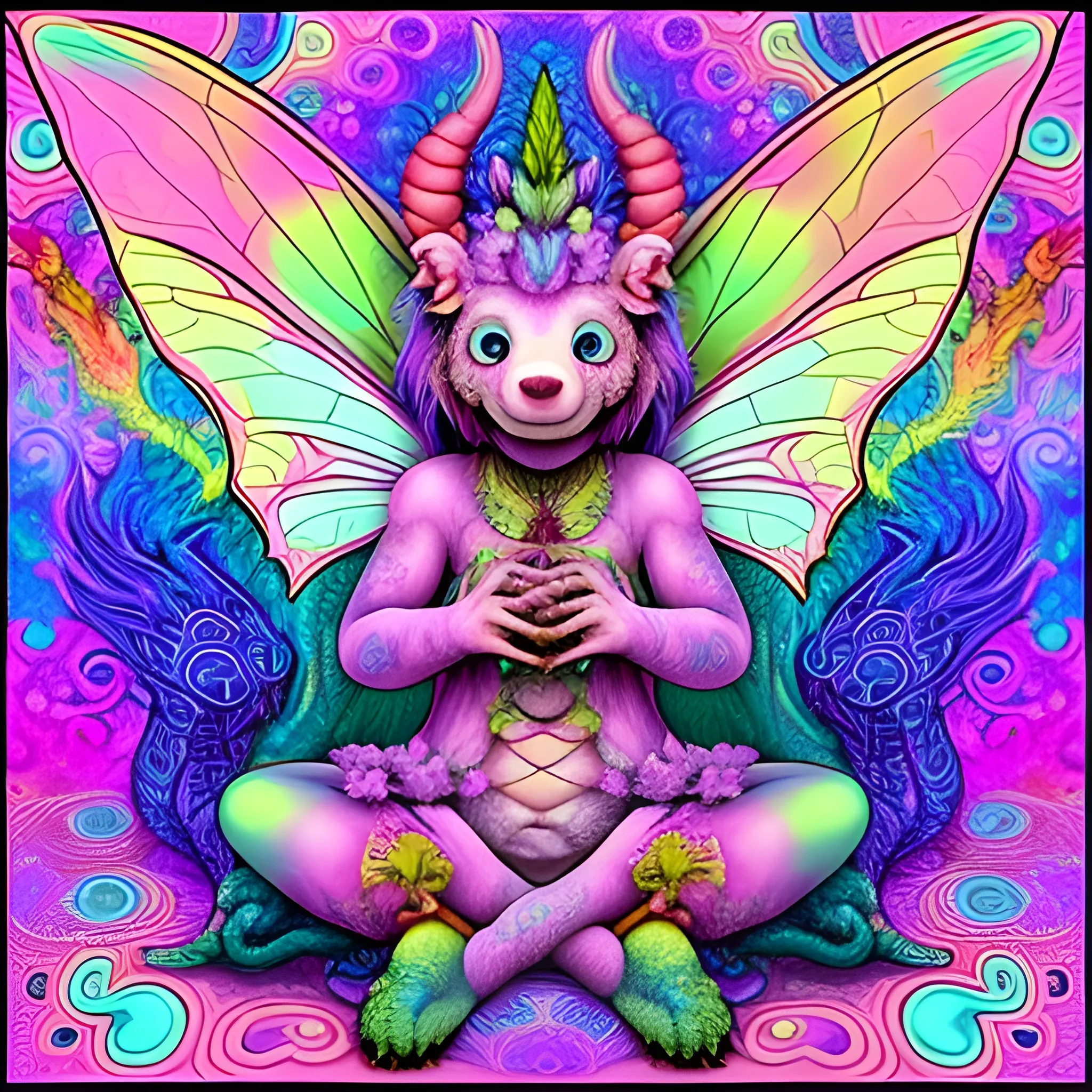 Dragon fairy bear psychodelic 