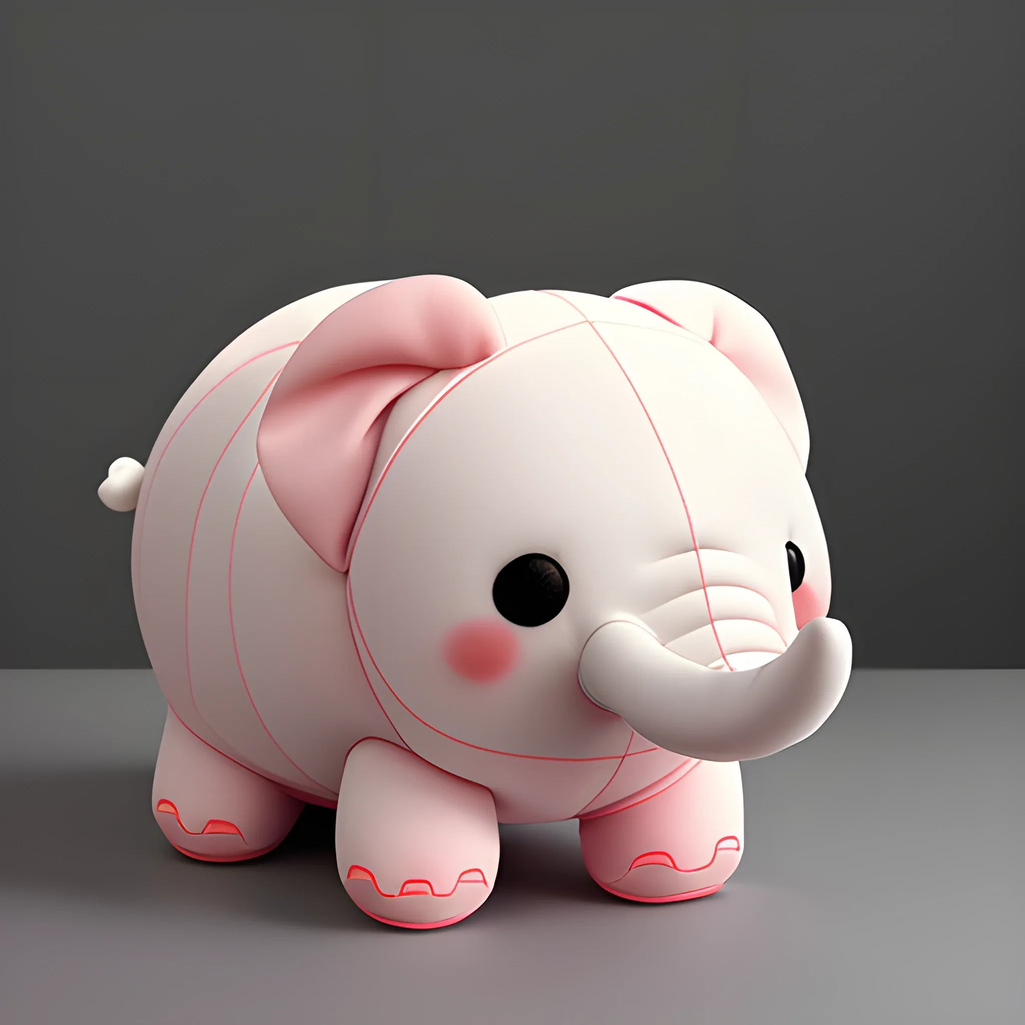 Cute kawaii Squishy elephant plush toy, realistic texture, visible stitch line, soft smooth lighting, vibrant studio lighting, modular constructivism, physically based rendering, square image