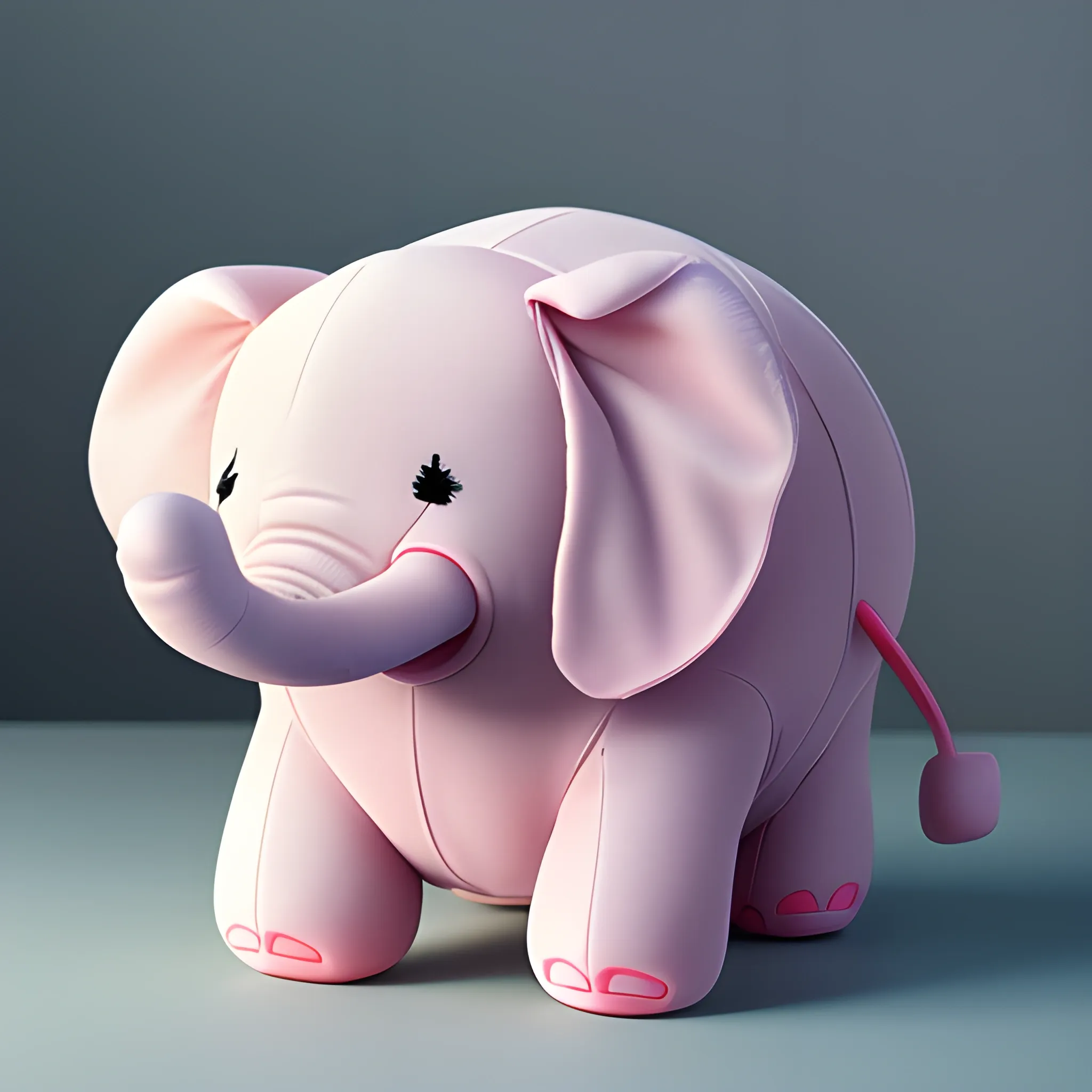 Cute kawaii Squishy elephant plush toy, realistic texture, visible stitch line, soft smooth lighting, vibrant studio lighting, modular constructivism, physically based rendering, square image