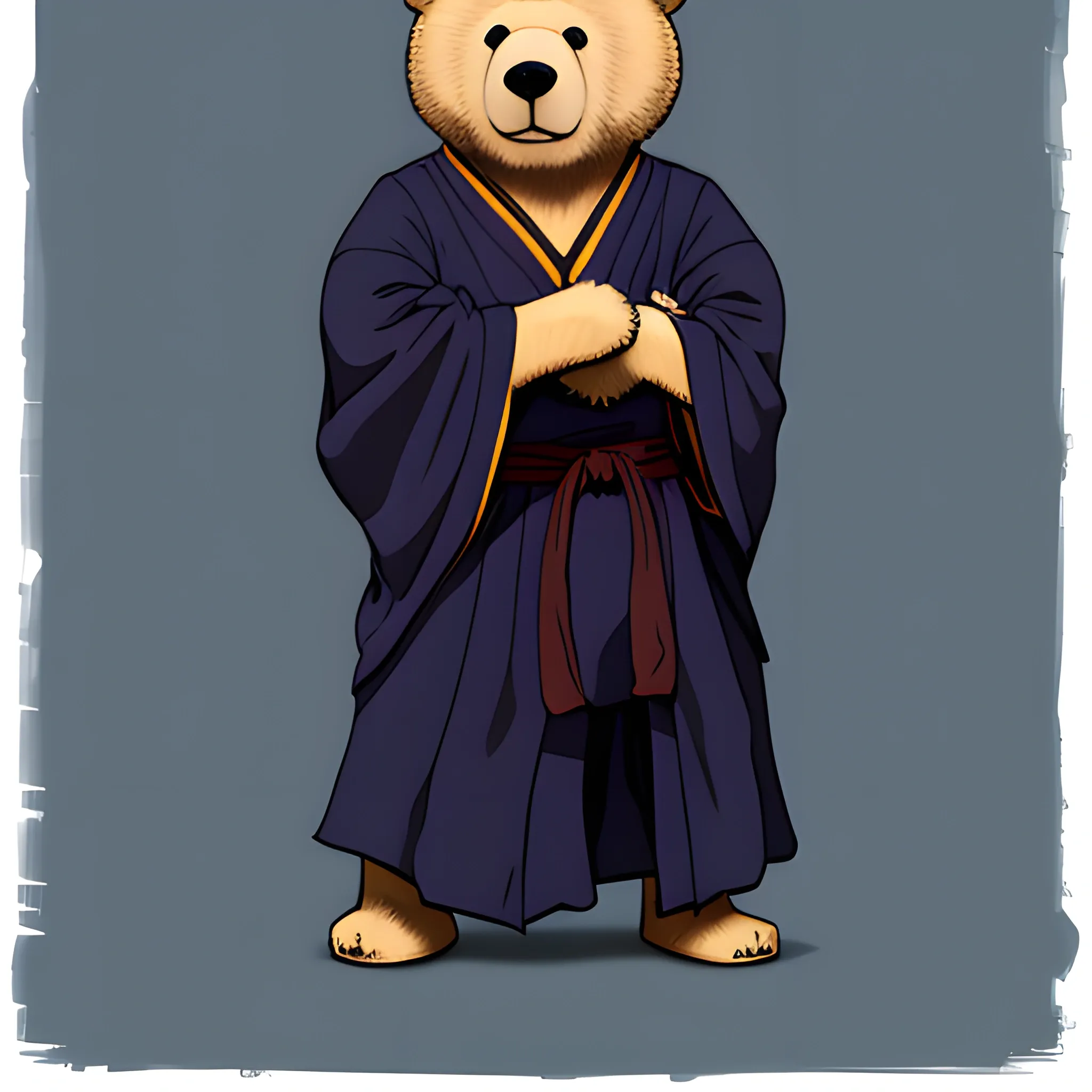 ikea bear wearing dark blue monk robe, dnd artstyle