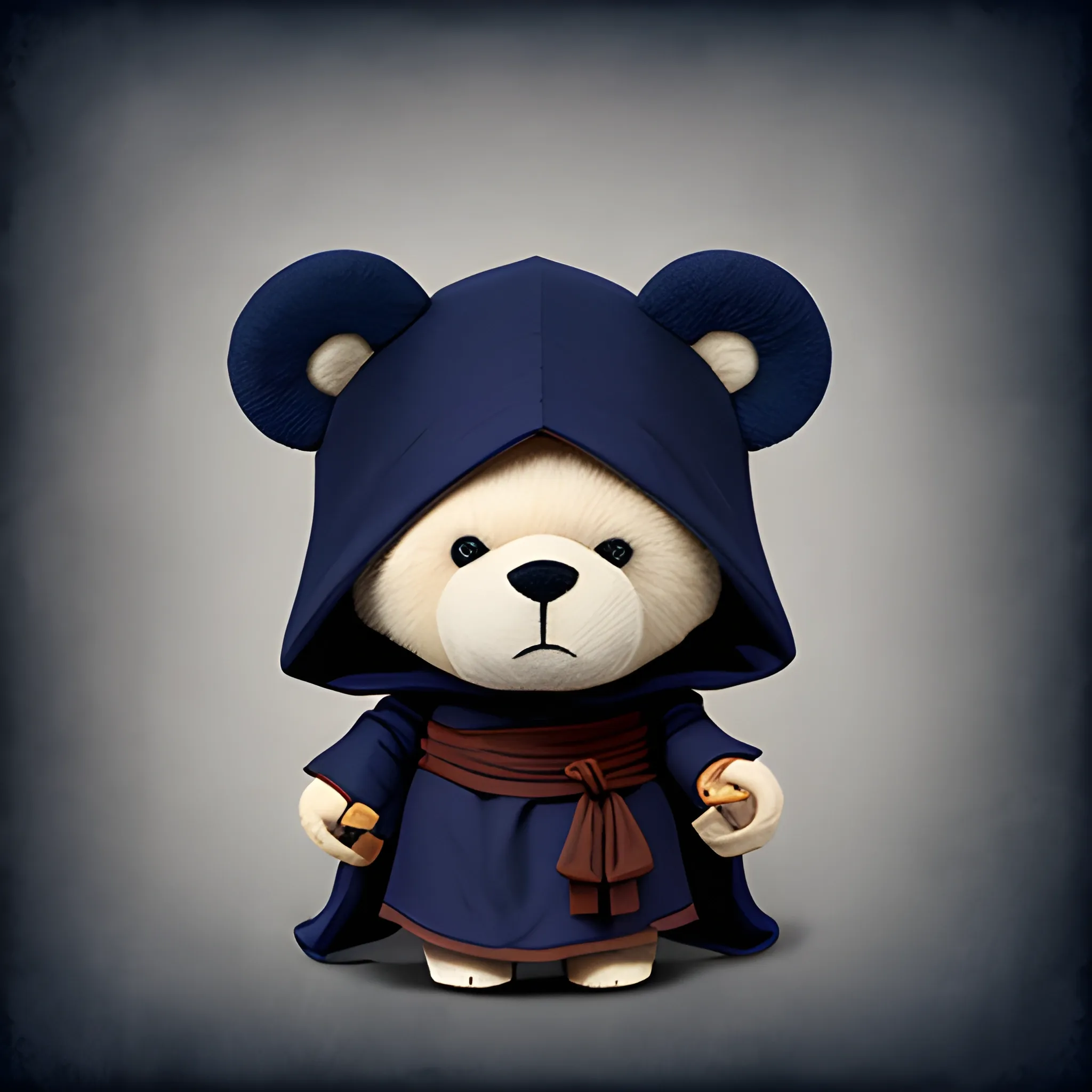 ikea bear wearing dark blue monk robe, dnd artstyle