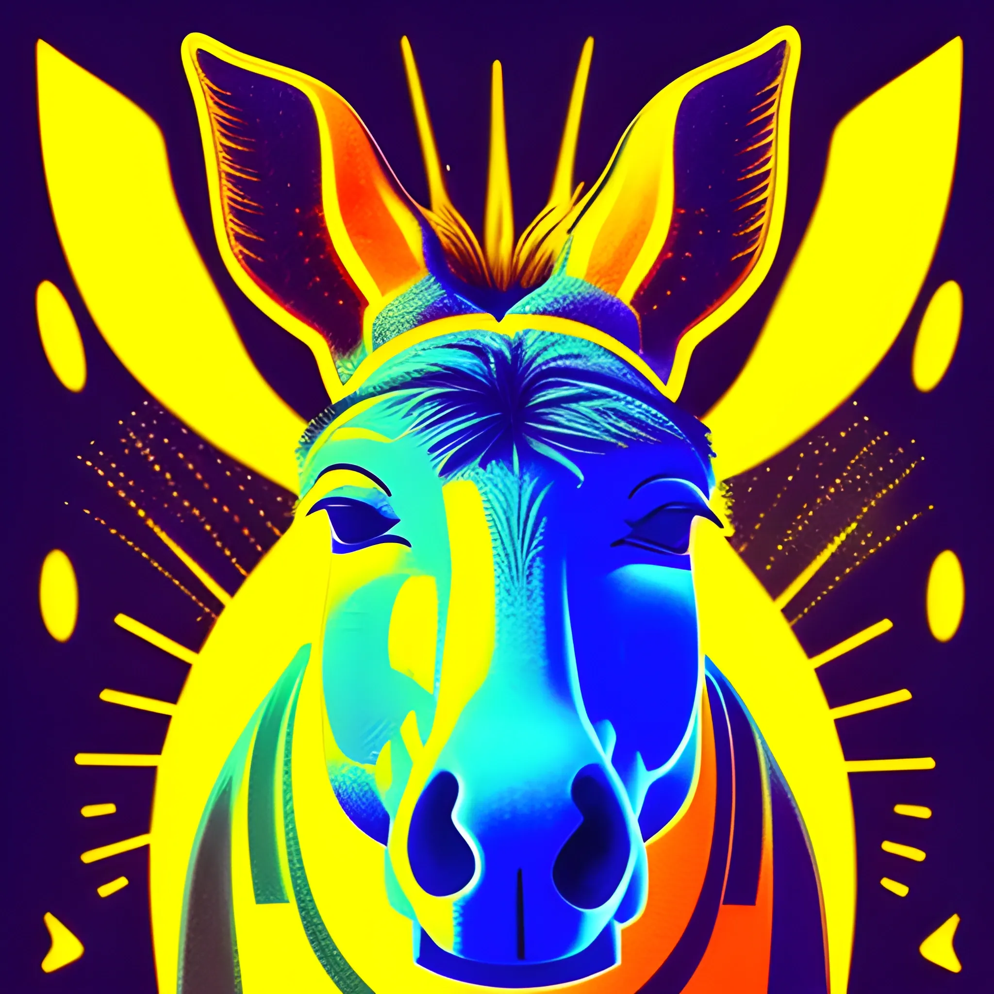 donkey, golden, Trippy, greek, ambient, front view