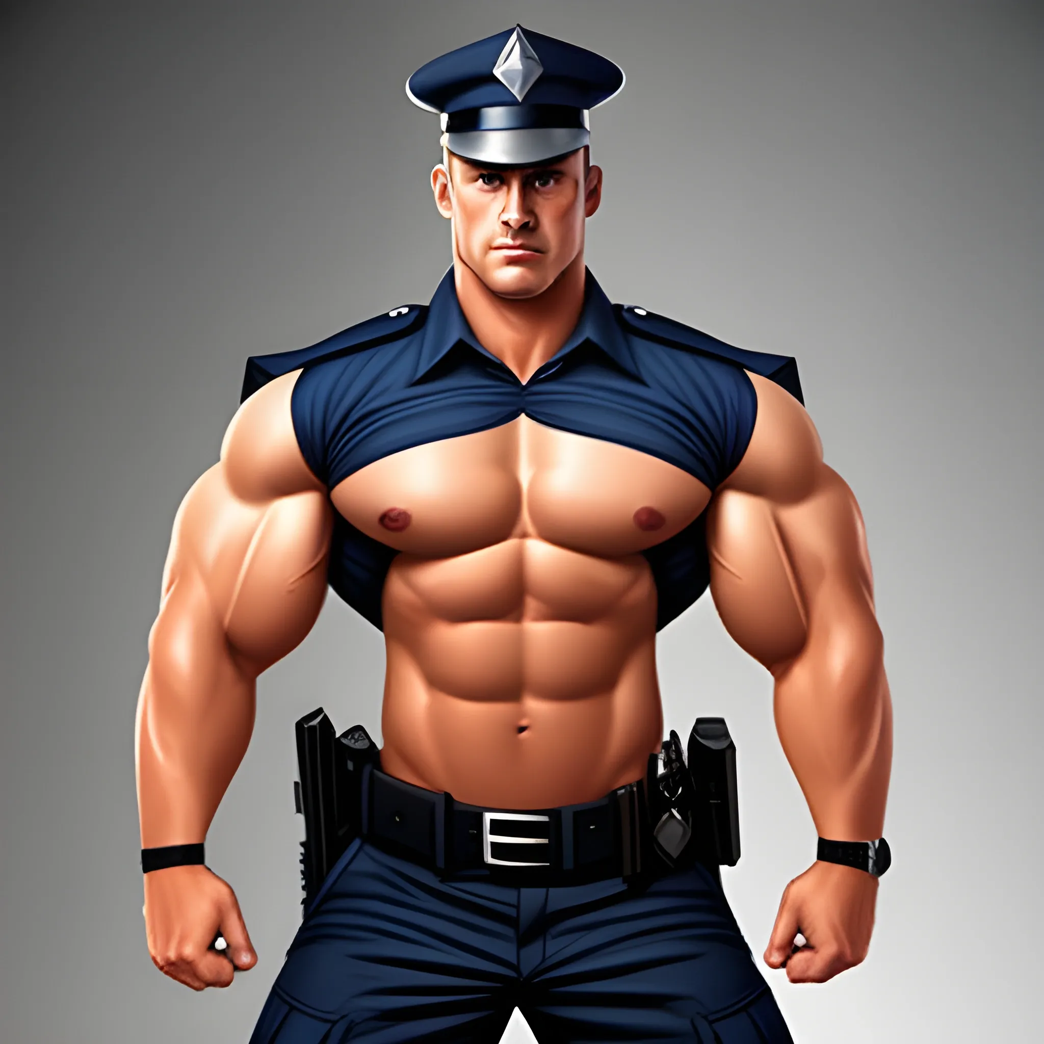  policeman sexy, muscular, full body, 