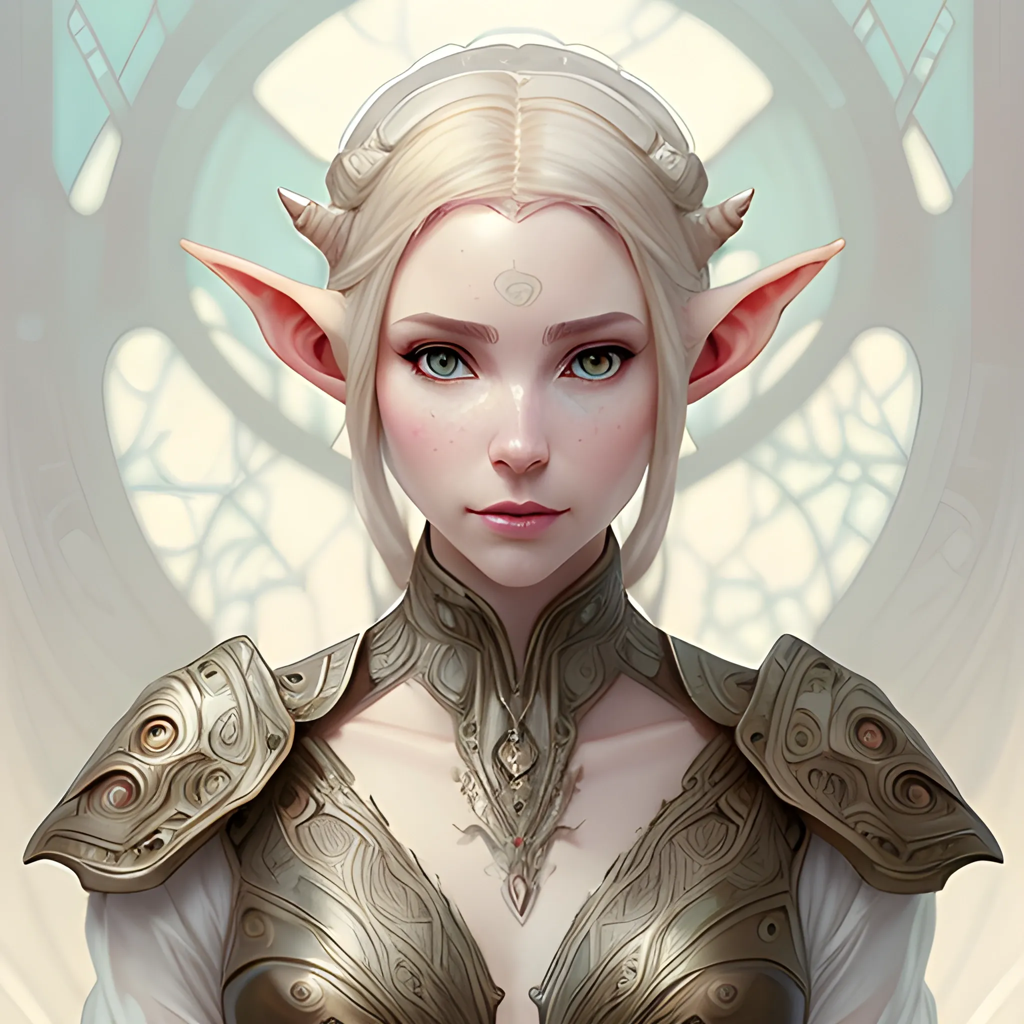 female elf, intricate, elegant, highly detailed, digital painting, artstation, concept art, smooth, sharp focus, illustration, art by artgerm and greg rutkowski and alphonse mucha, 8k <lora:epiNoiseoffset_v2:0.5> <lora:iu_V35:0.5>