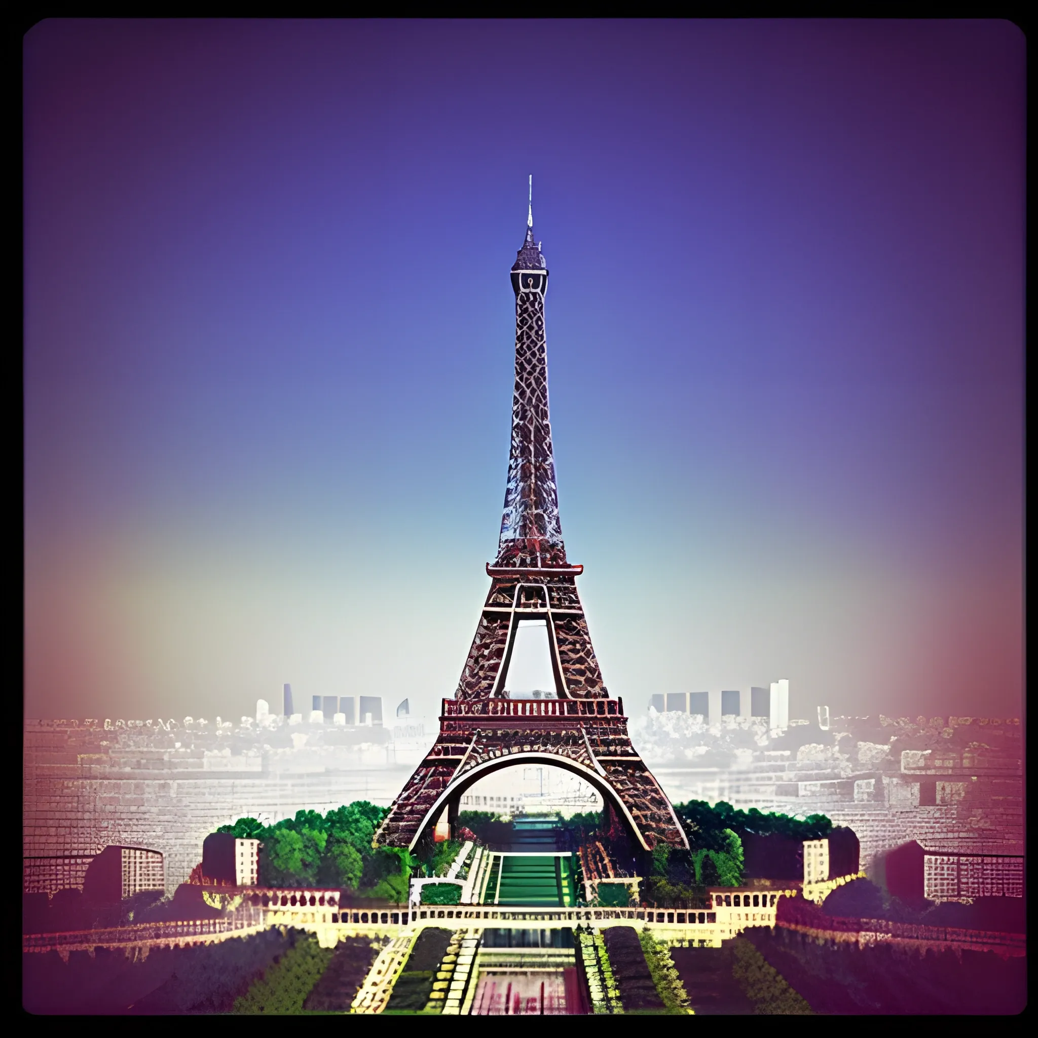 Eiffel tower and Superman,, Cartoon