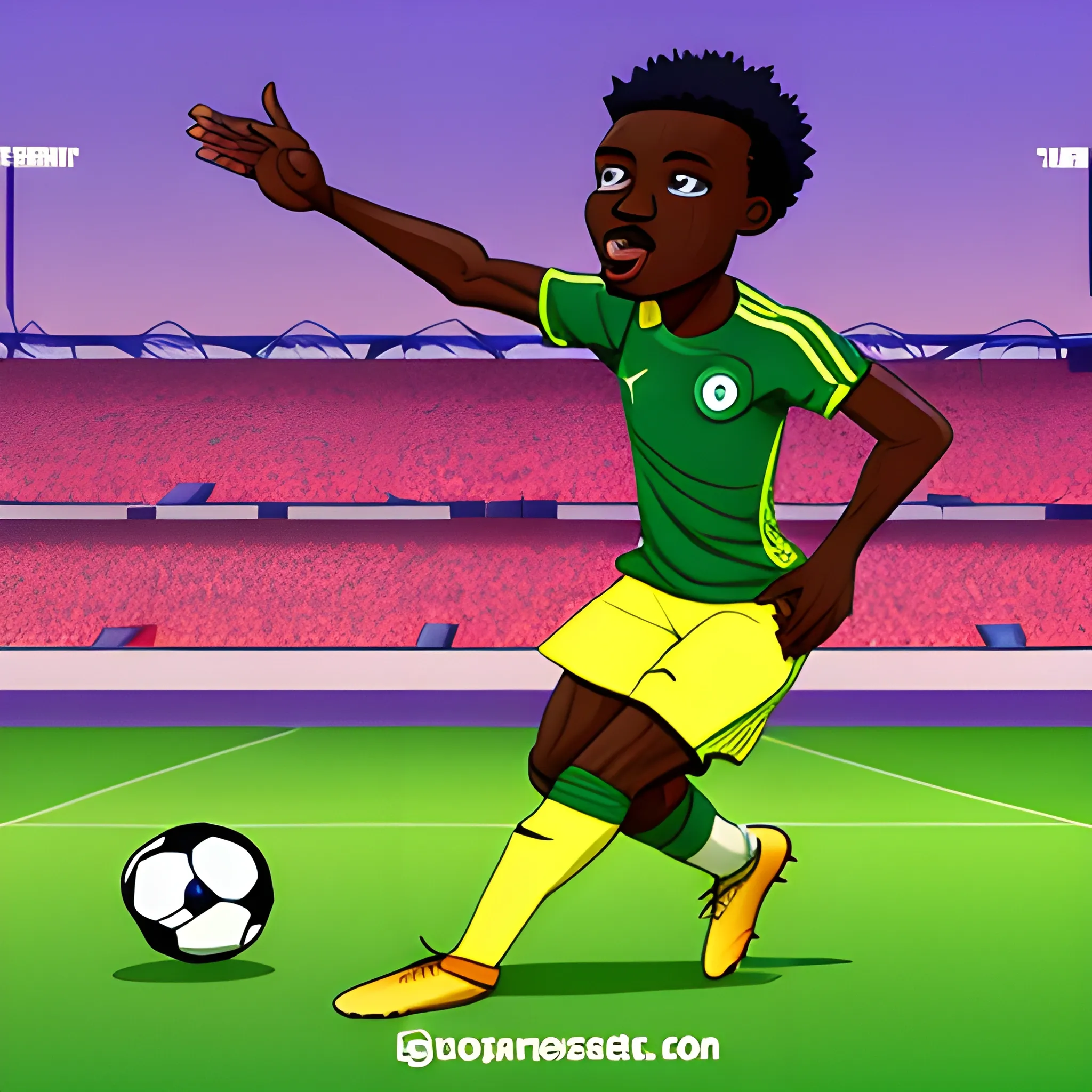 Nigeria football star, shoot, Cartoon