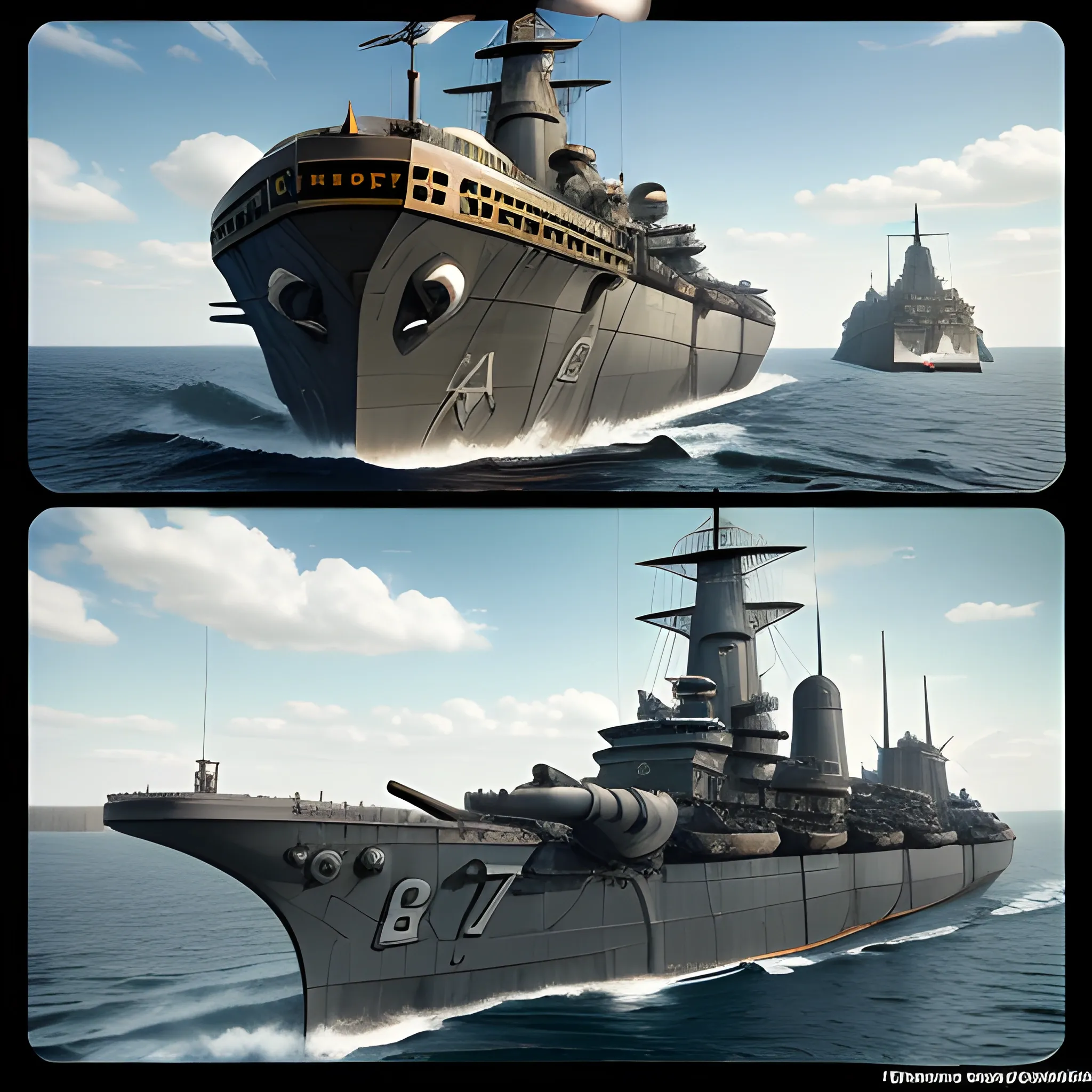 dieselpunk, collosal battleship, in port, gun turrets, multiple guns, brass hull, crewmen, turrets, steam stacks, crew on deck, battleship, battleship turrets, deck view, biplanes guarding ship, people, crew, 3D, HD, 4K, high definition